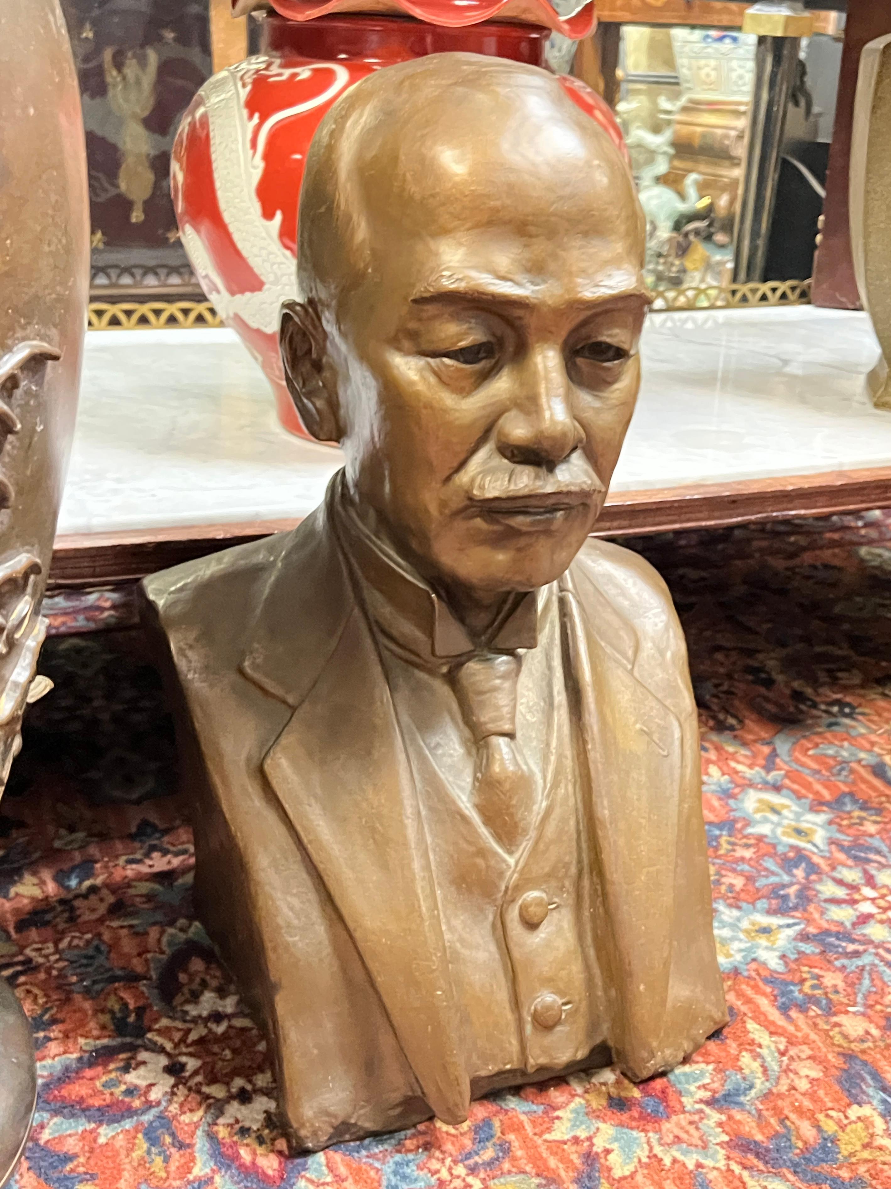 20th Century Signed Bronze Bust of a Japanese Gentleman in Western Attire Dated 1928 For Sale