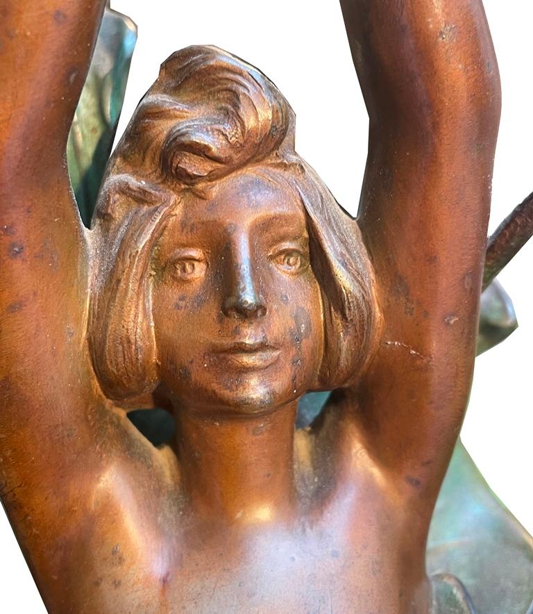 French Signed bronze by “J. Caussé” Lamp For Sale