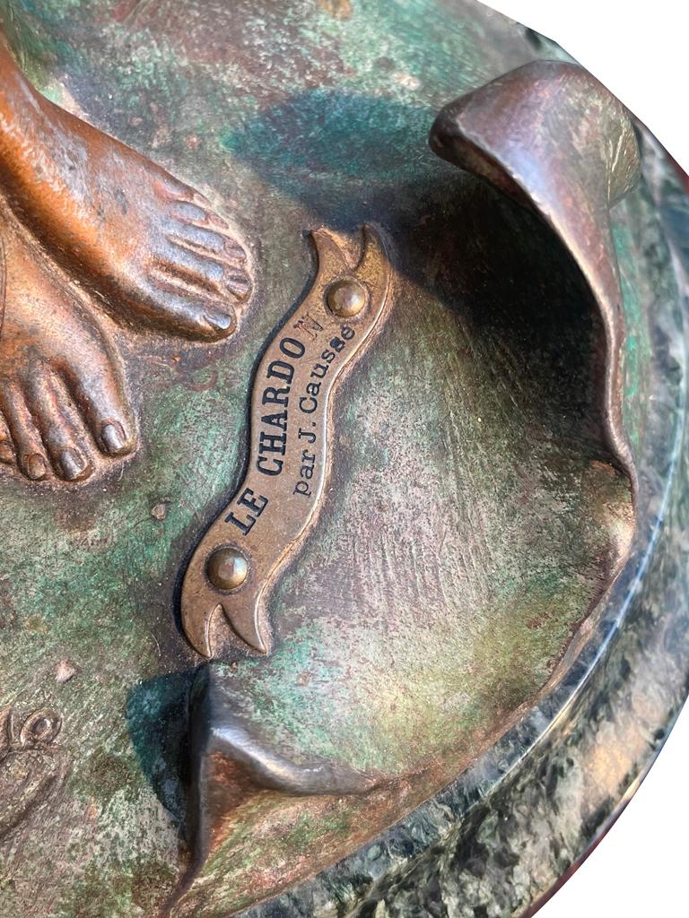 Signed bronze by “J. Caussé” Lamp In Good Condition For Sale In Wiesbaden, DE