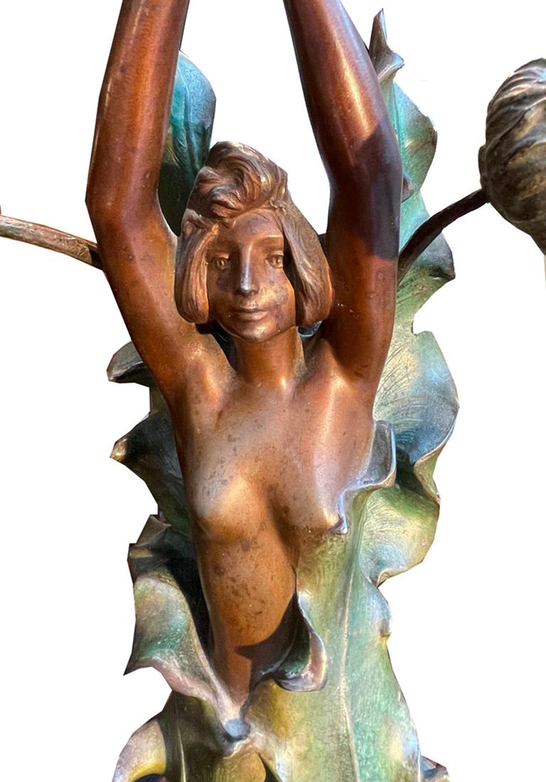 Signed bronze by “J. Caussé” Lamp For Sale 2