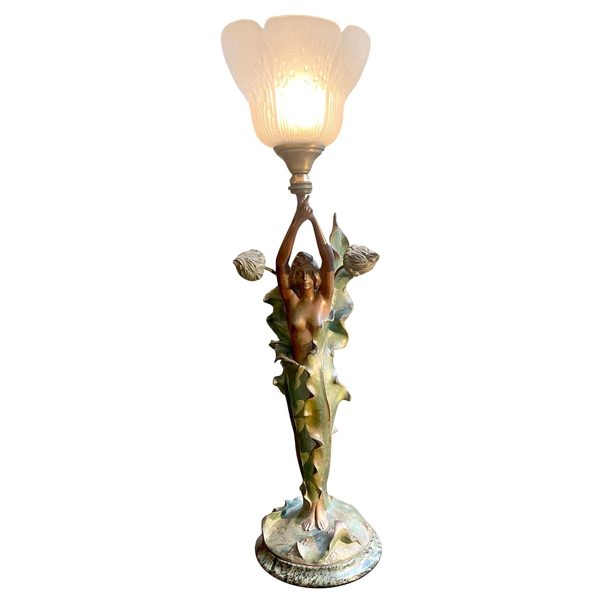 Signed bronze by “J. Caussé” Lamp