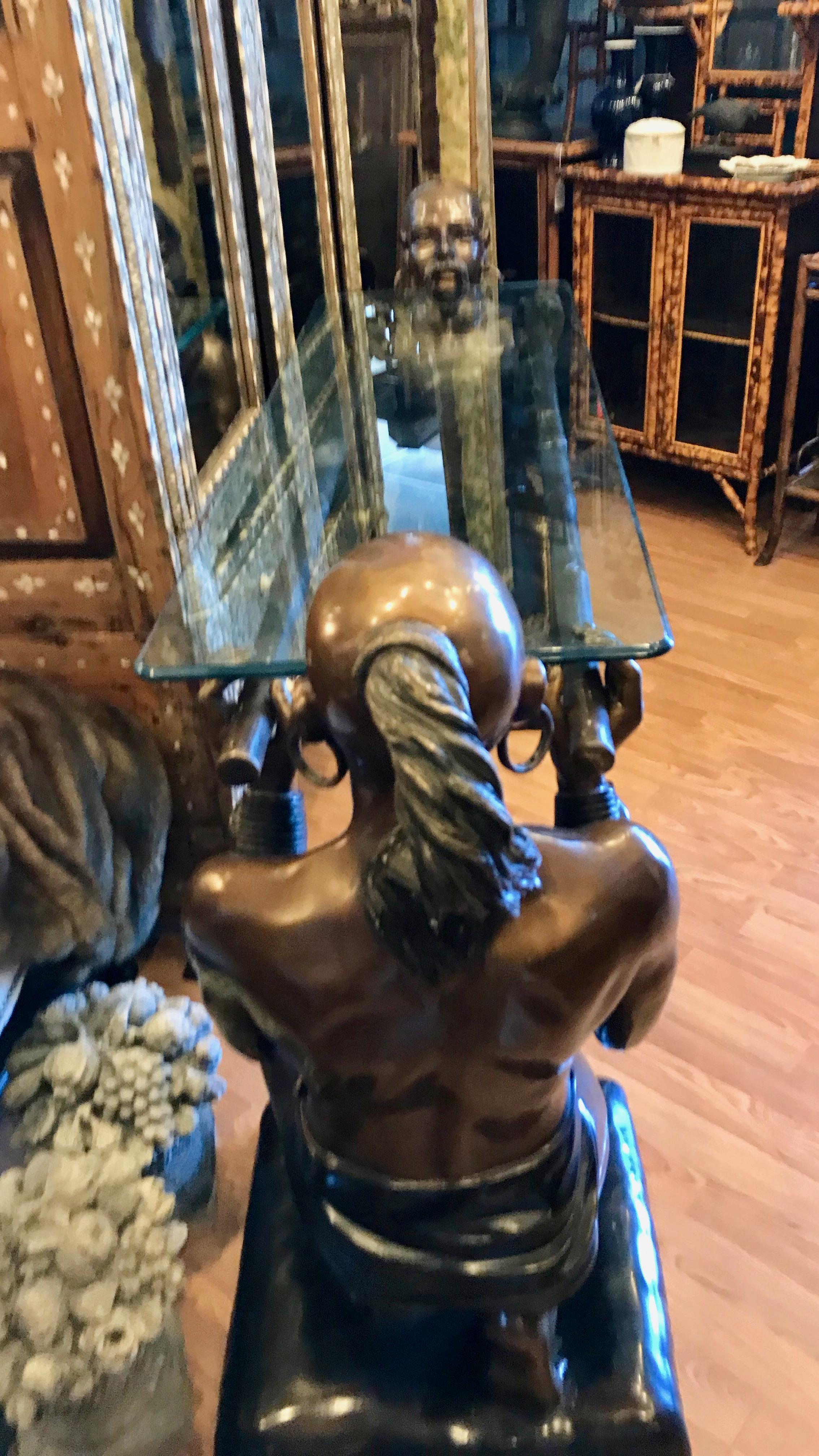 Signed Bronze Console / Sofa Table Supported by Life Size Figures of Tatars For Sale 4