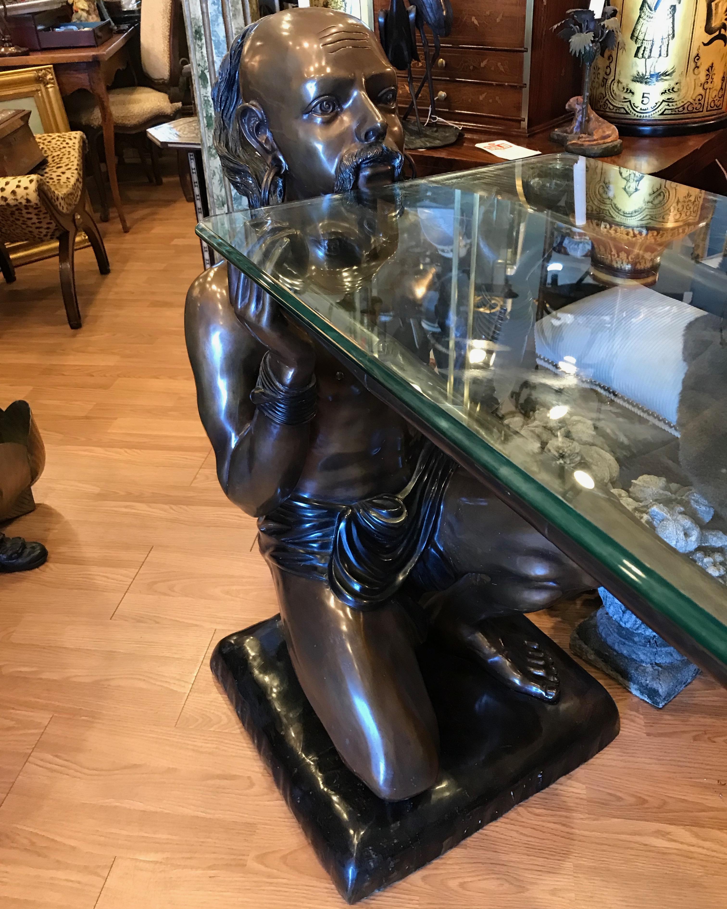 Signed Bronze Console / Sofa Table Supported by Life Size Figures of Tatars For Sale 1