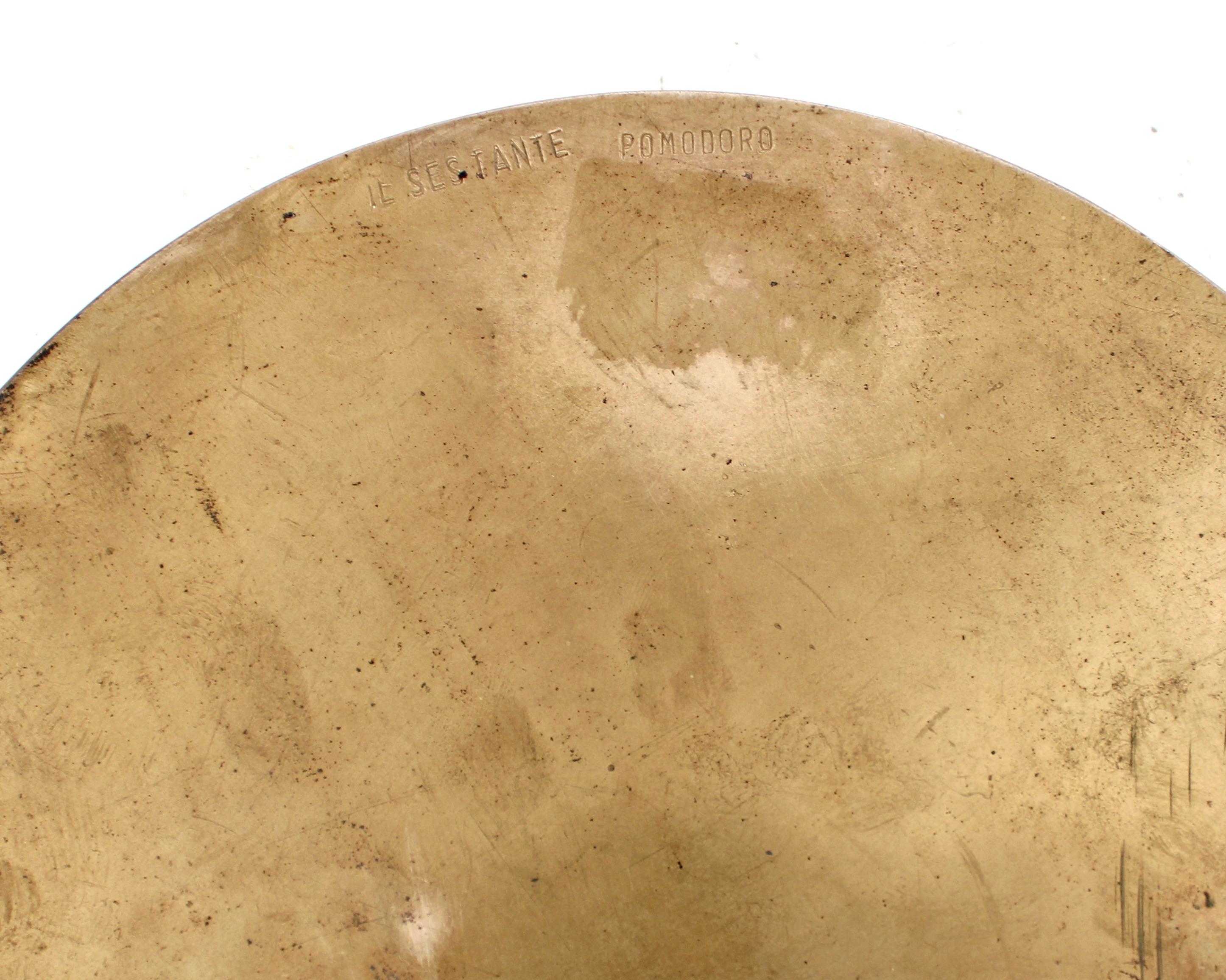 Signed Bronze Dish by Italian Gio Pomodoro Il Sestante Galeria For Sale 5