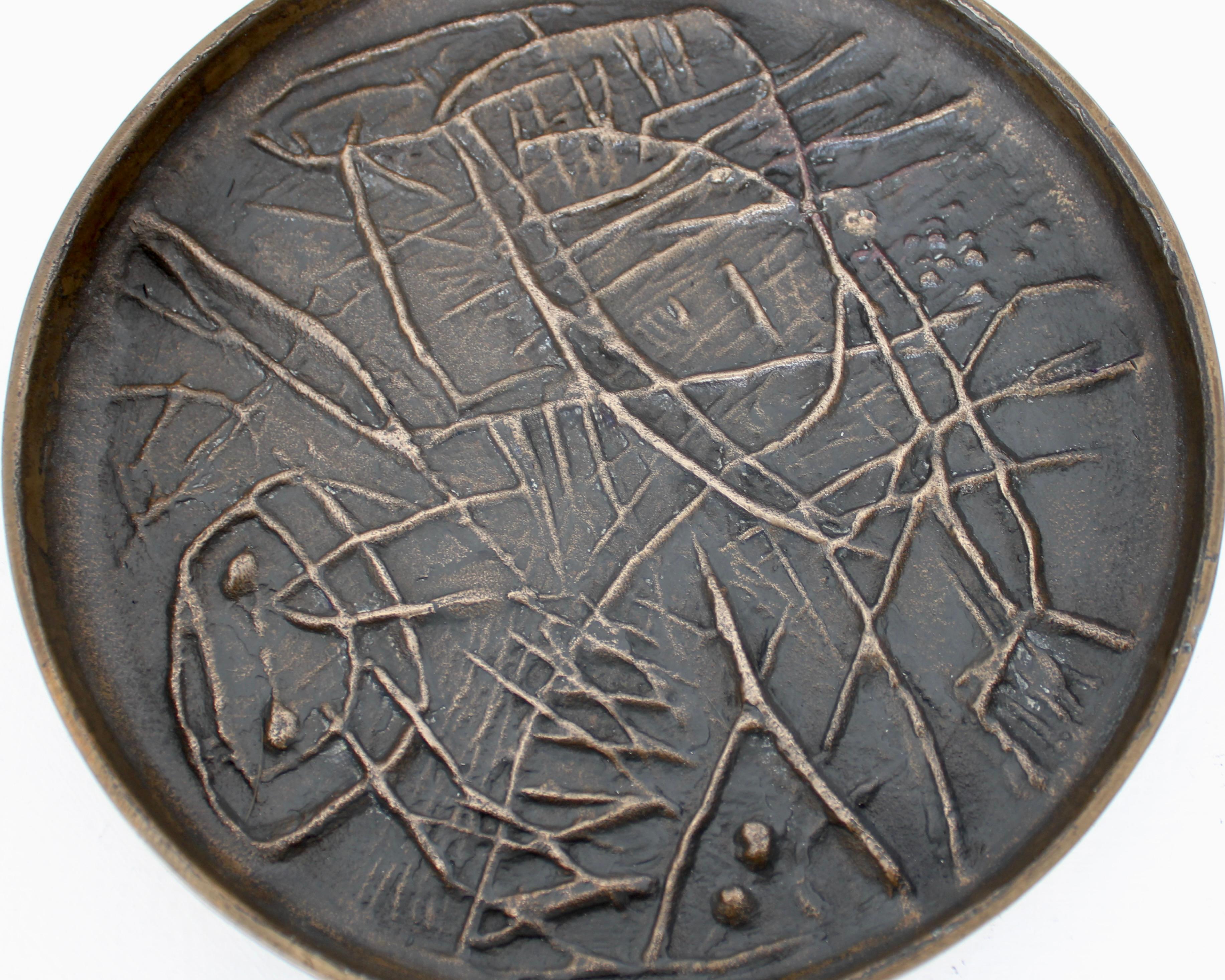 Signed Bronze Dish by Italian Gio Pomodoro Il Sestante Galeria For Sale 3
