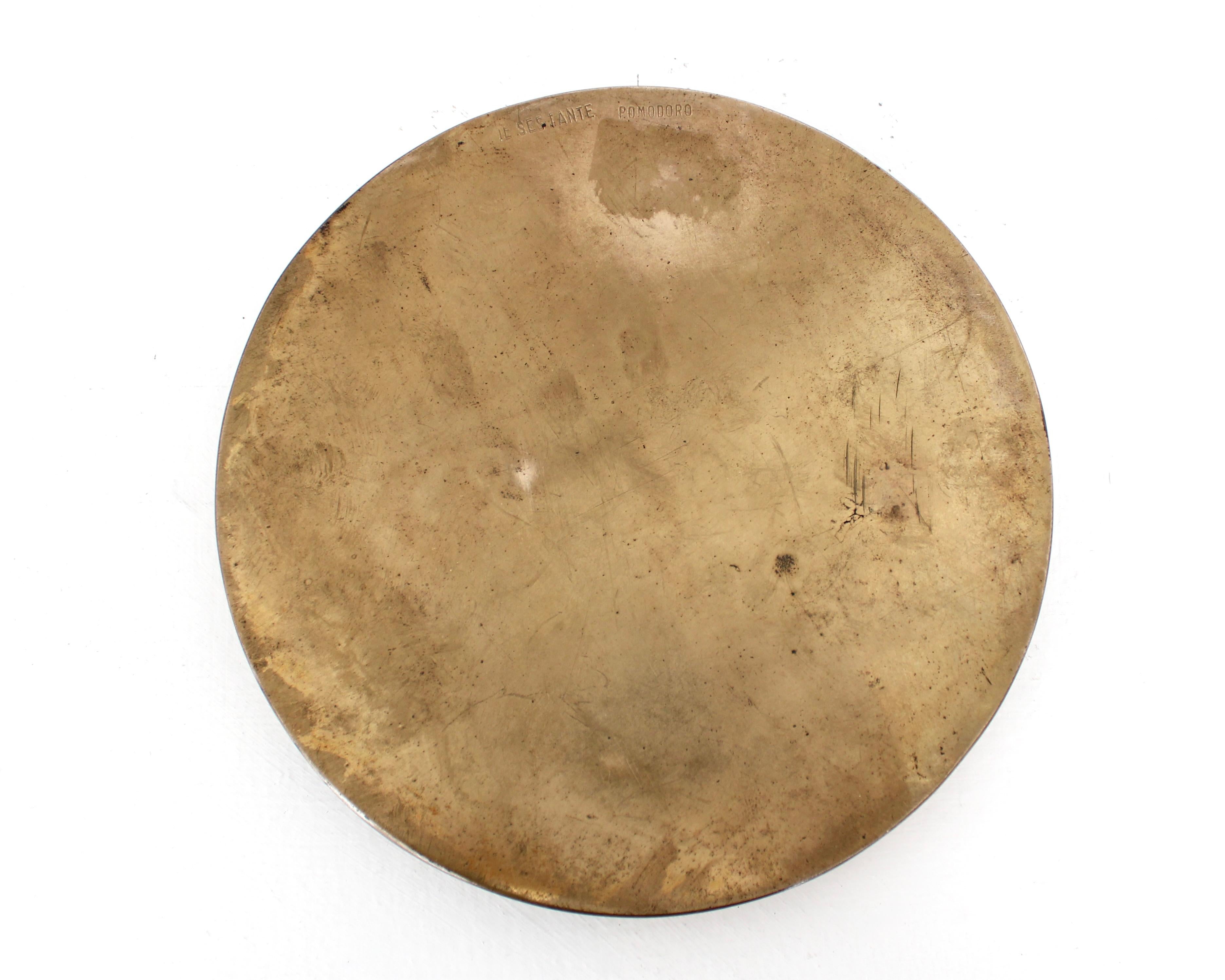 Signed Bronze Dish by Italian Gio Pomodoro Il Sestante Galeria For Sale 4