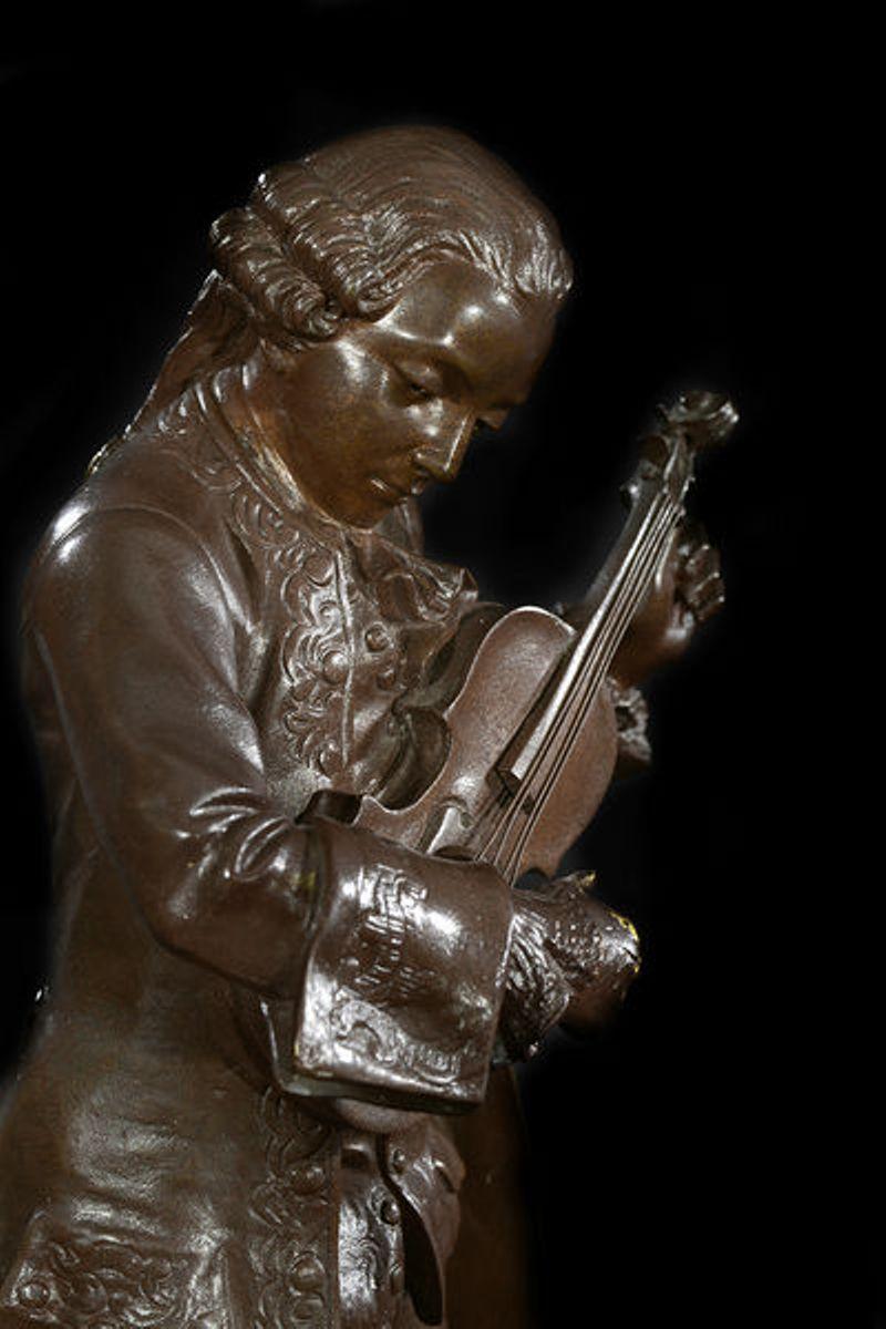 Late 19th Century Signed Bronze Figure of a Young Mozart For Sale