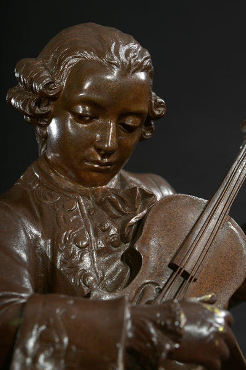 Signed Bronze Figure of a Young Mozart For Sale 1