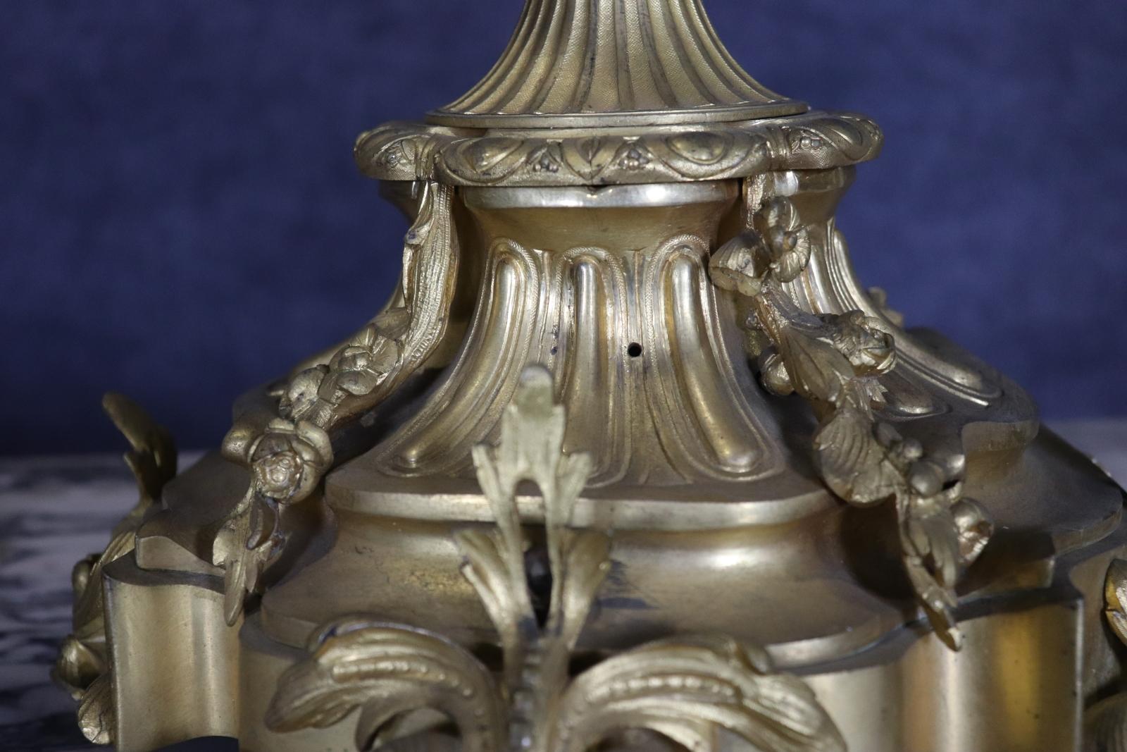 Signed Bronze Pierre-Philippe Thomire of Paris Clock Putti Cherub Clock Set For Sale 4