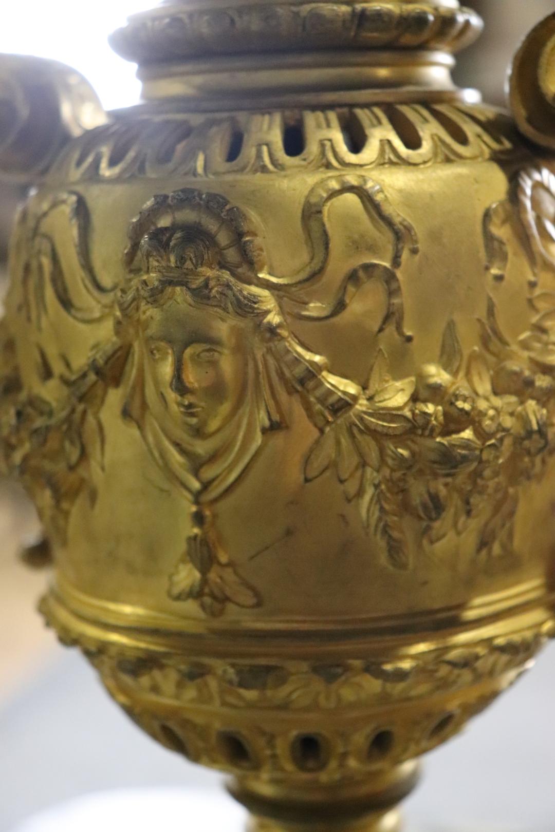 Signed Bronze Pierre-Philippe Thomire of Paris Clock Putti Cherub Clock Set For Sale 6