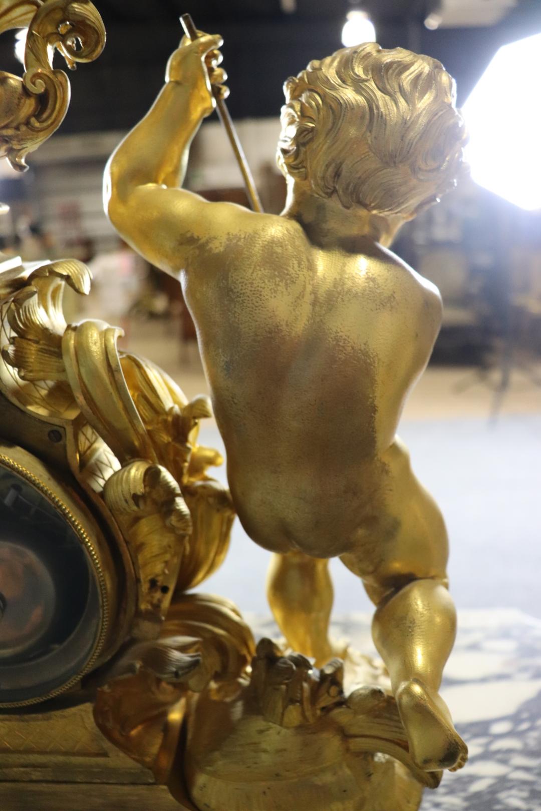 Signed Bronze Pierre-Philippe Thomire of Paris Clock Putti Cherub Clock Set For Sale 9