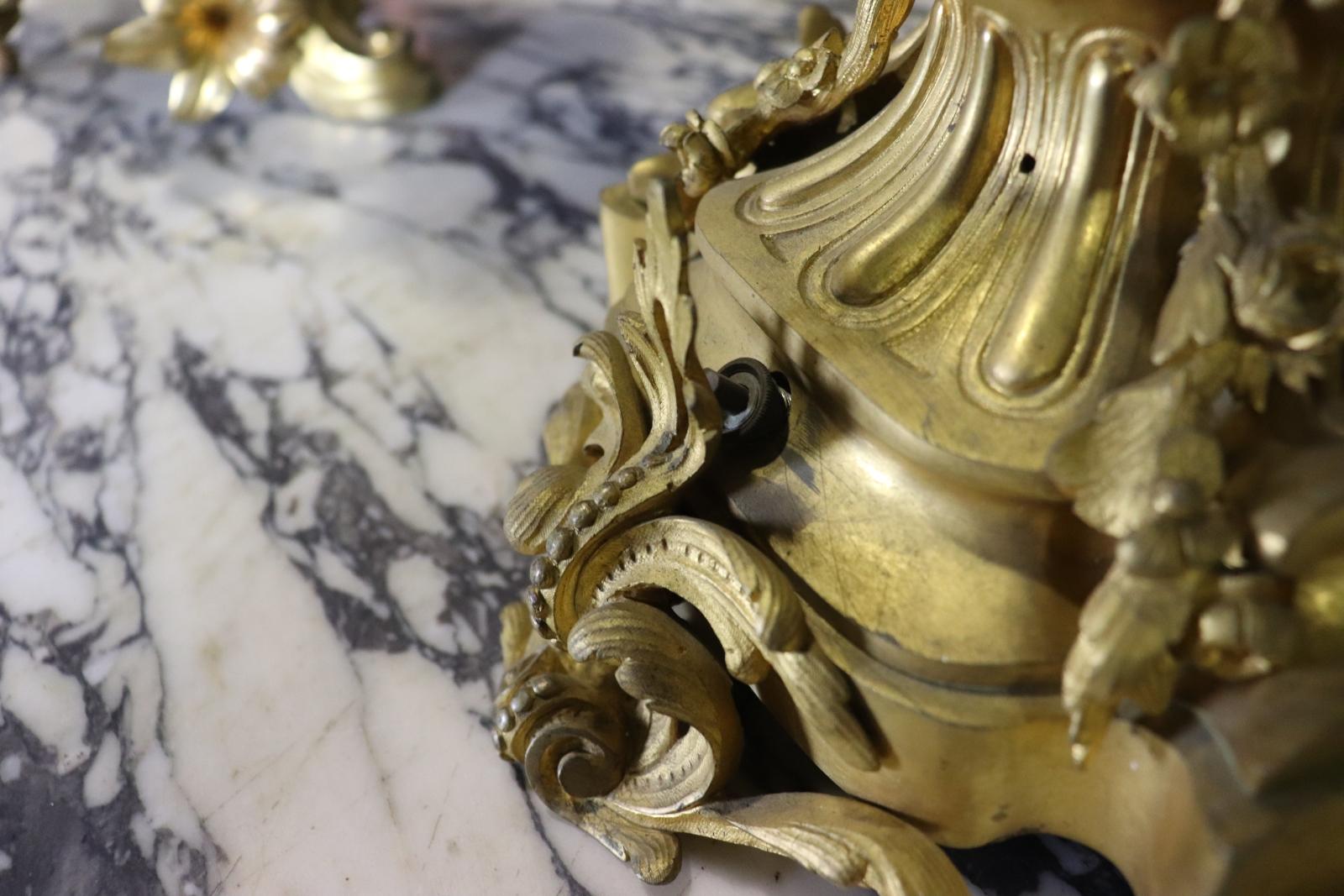 Signed Bronze Pierre-Philippe Thomire of Paris Clock Putti Cherub Clock Set For Sale 12