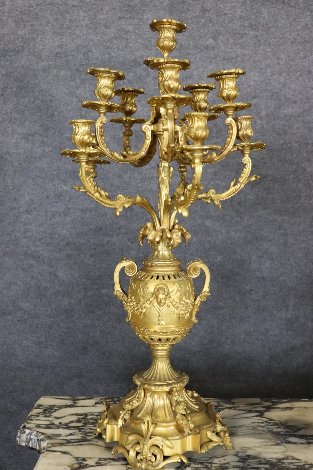 French Signed Bronze Pierre-Philippe Thomire of Paris Clock Putti Cherub Clock Set For Sale