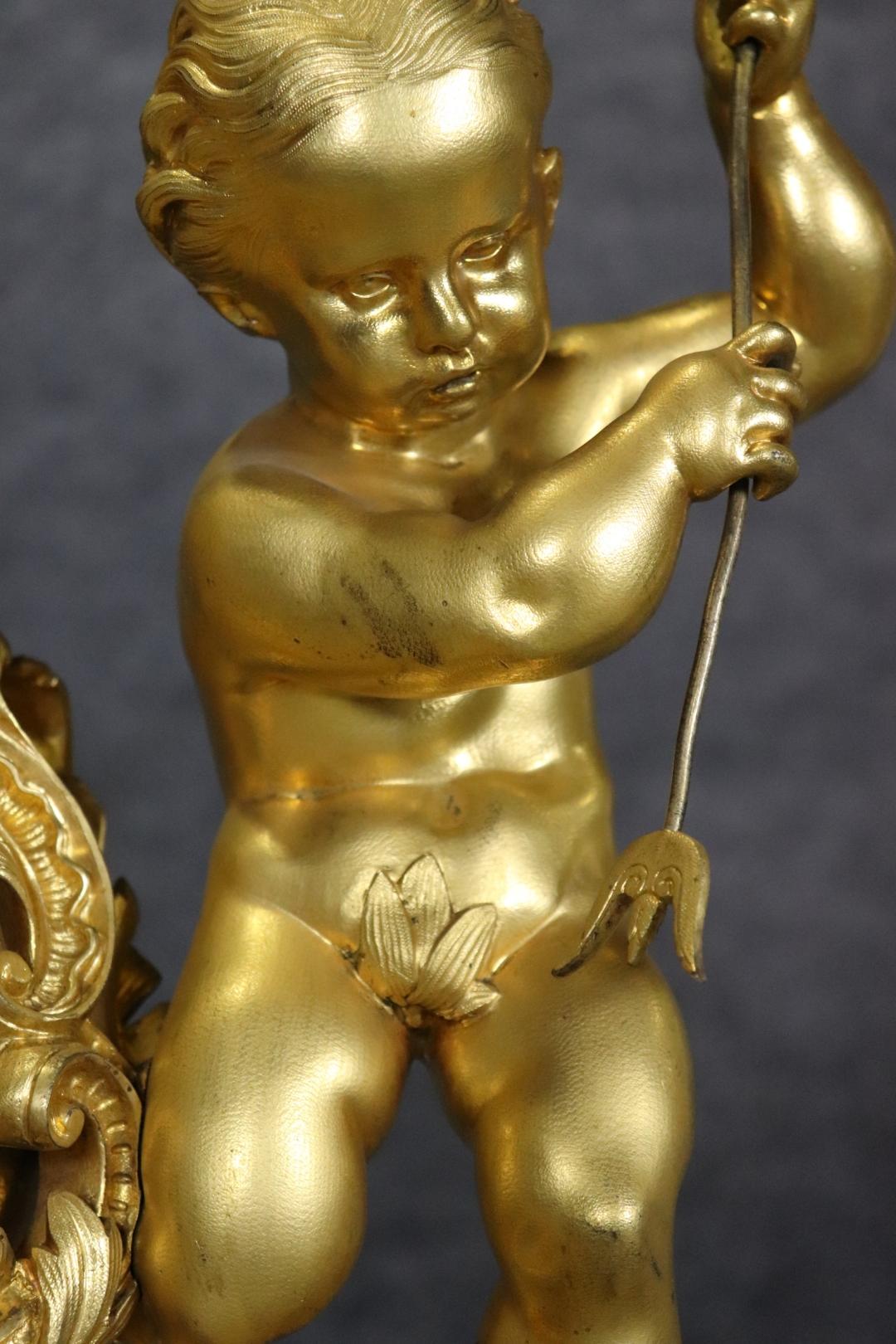 Mid-19th Century Signed Bronze Pierre-Philippe Thomire of Paris Clock Putti Cherub Clock Set For Sale