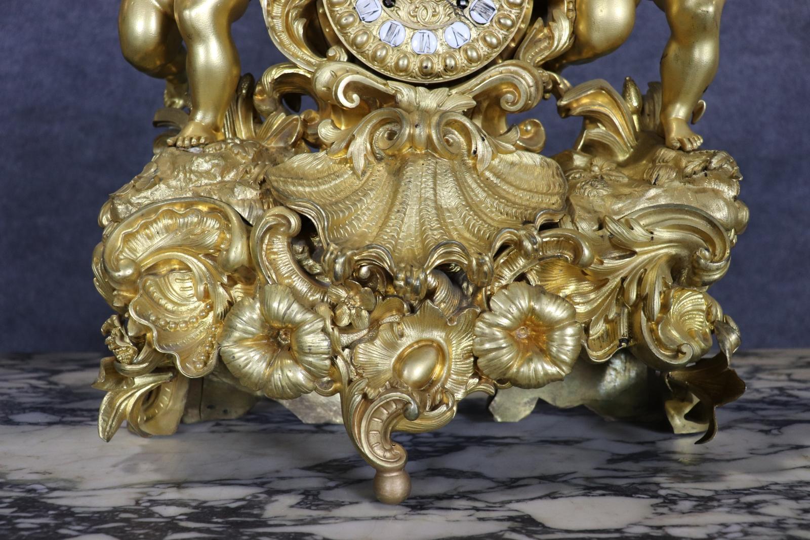 Signed Bronze Pierre-Philippe Thomire of Paris Clock Putti Cherub Clock Set For Sale 2