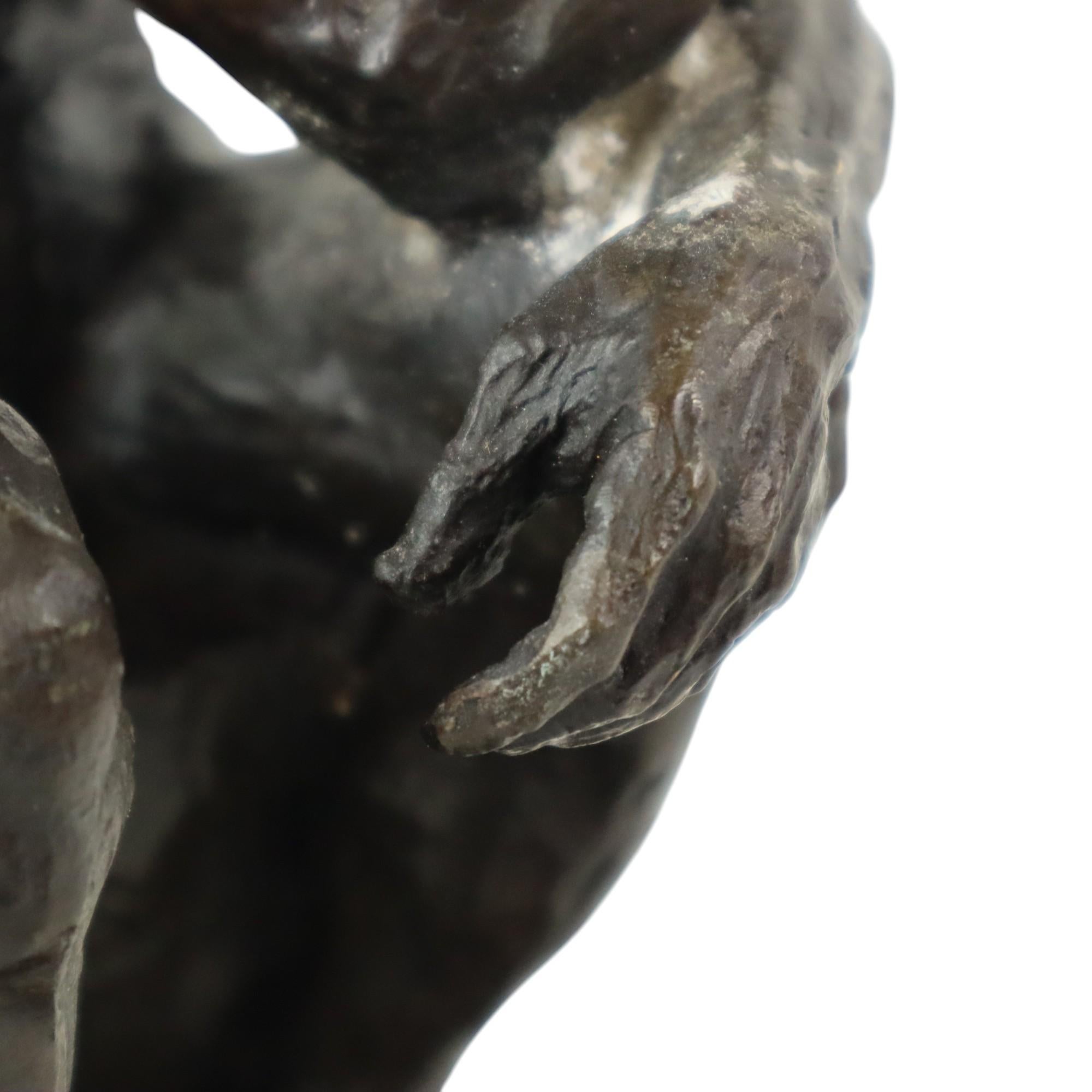 Signed Bronze Sculpture The Thinker Marble Base After Auguste Rodin 30cm 4
