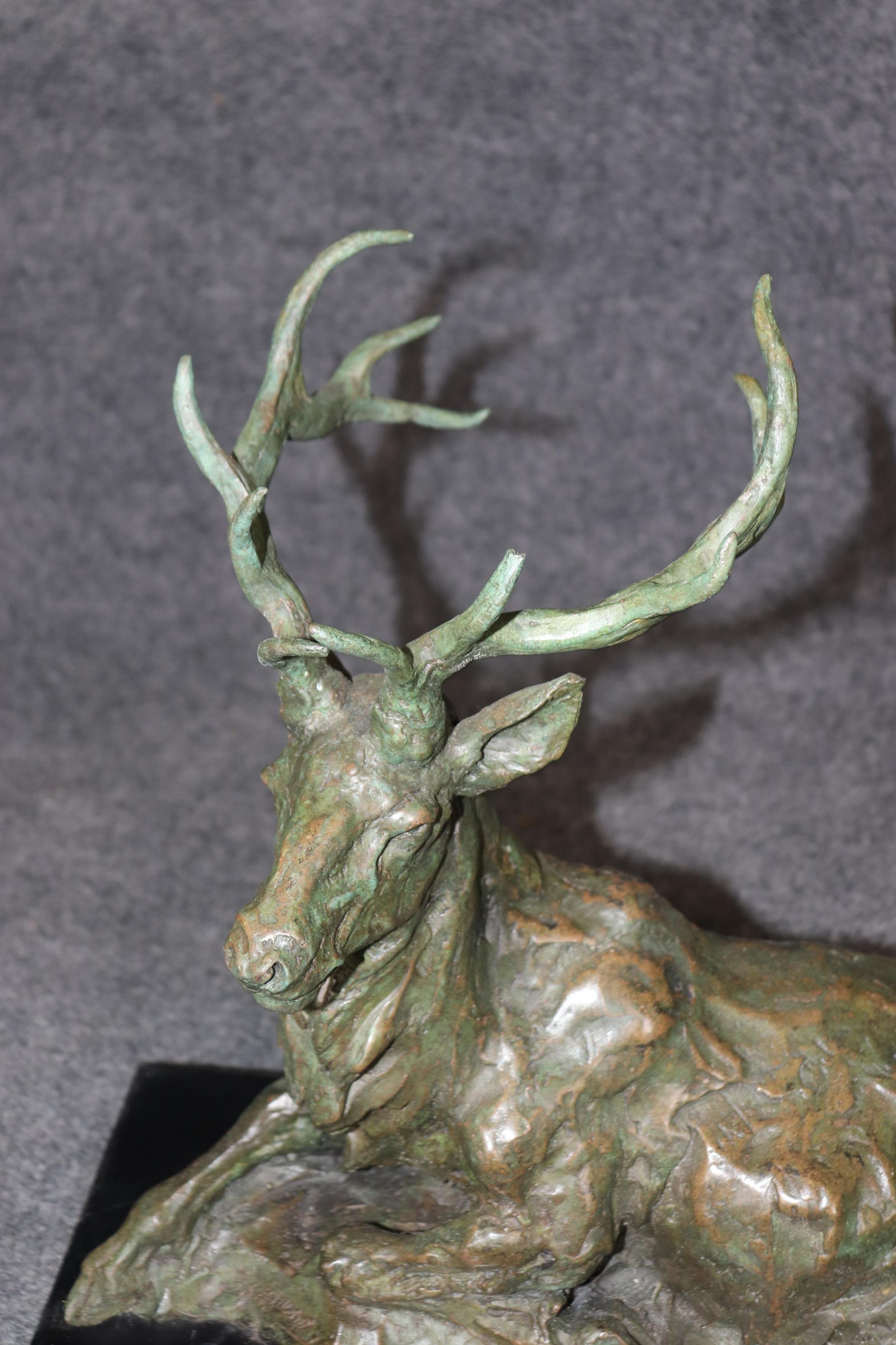 Signed Bronze Statue of Deer with Antlers Manner of Francois Cartier 7