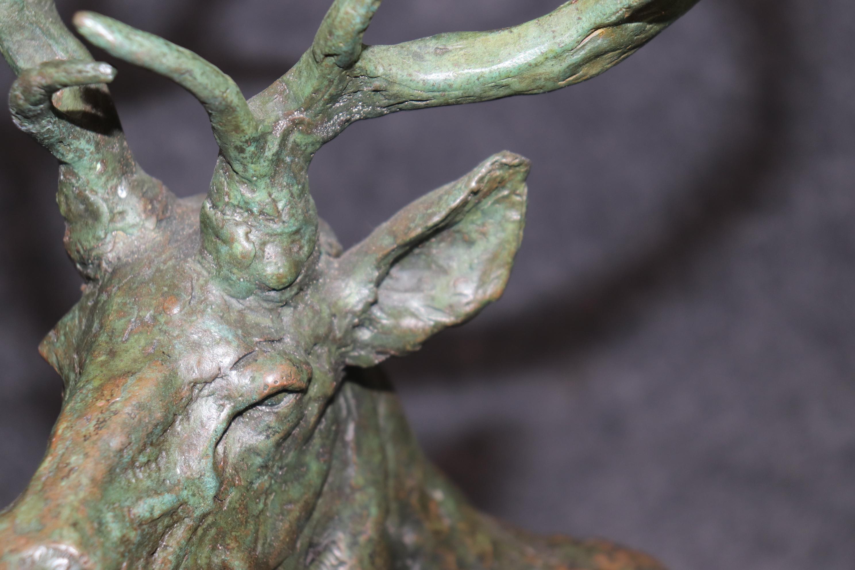 Signed Bronze Statue of Deer with Antlers Manner of Francois Cartier 8