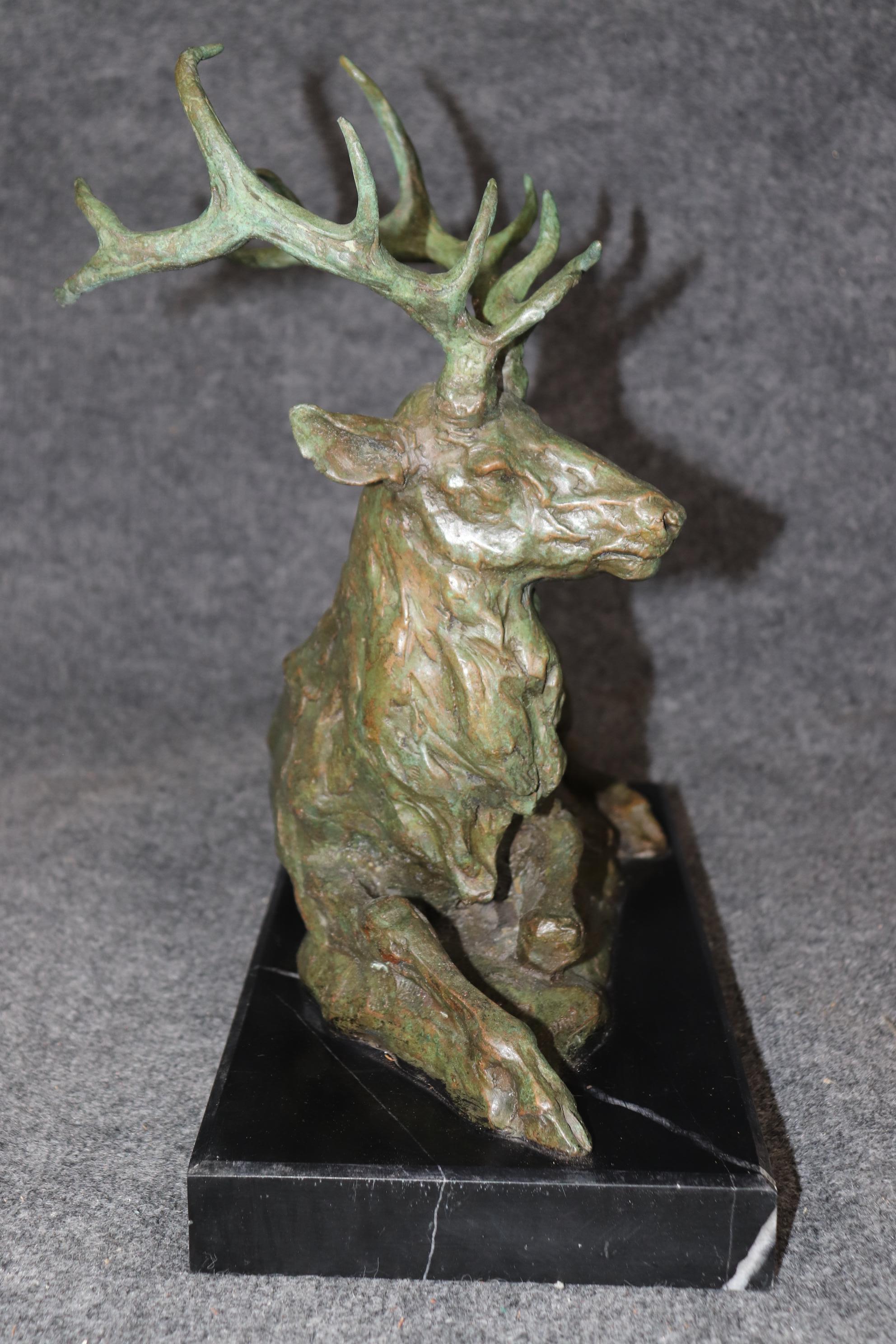 Neoclassical Signed Bronze Statue of Deer with Antlers Manner of Francois Cartier