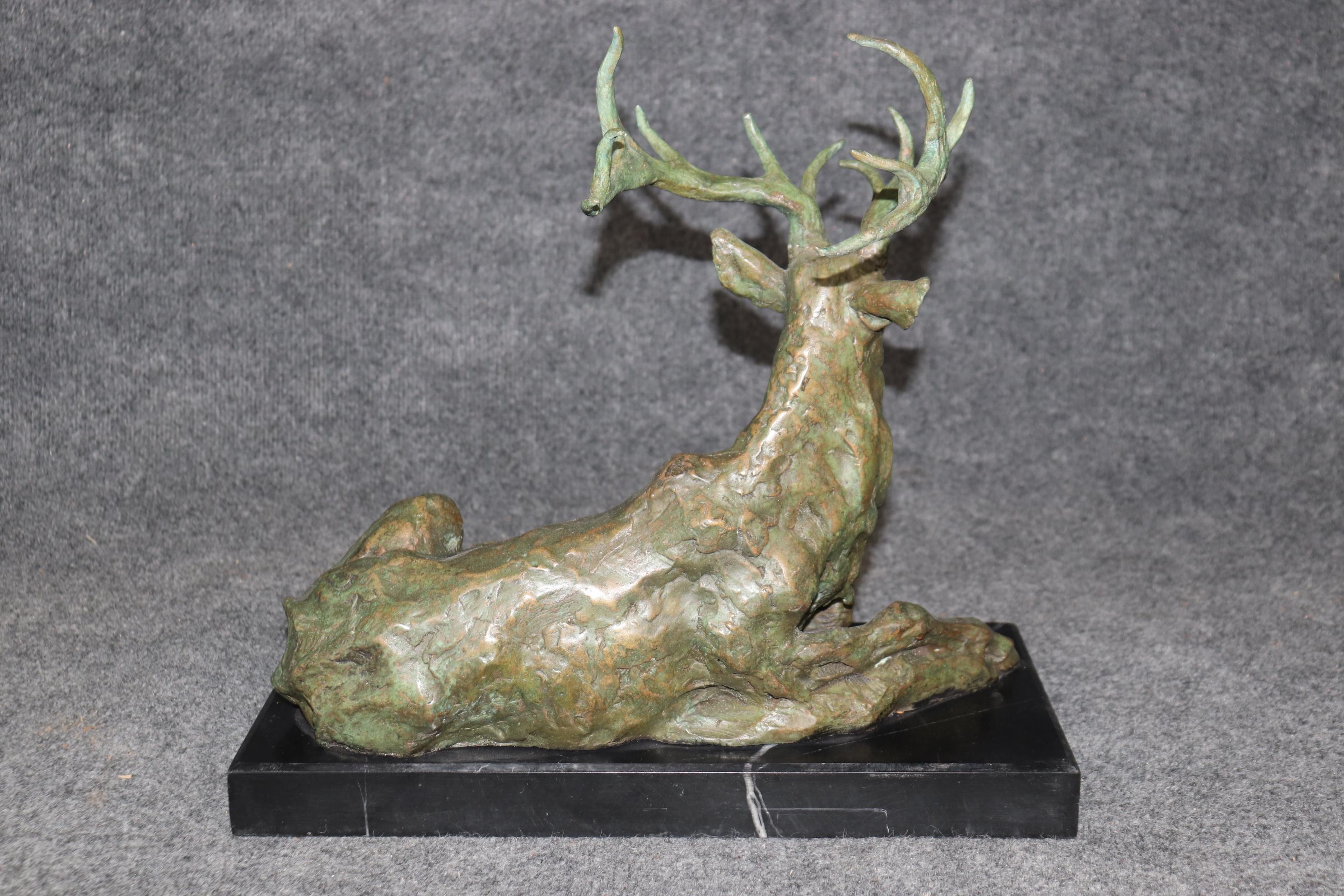 Unknown Signed Bronze Statue of Deer with Antlers Manner of Francois Cartier