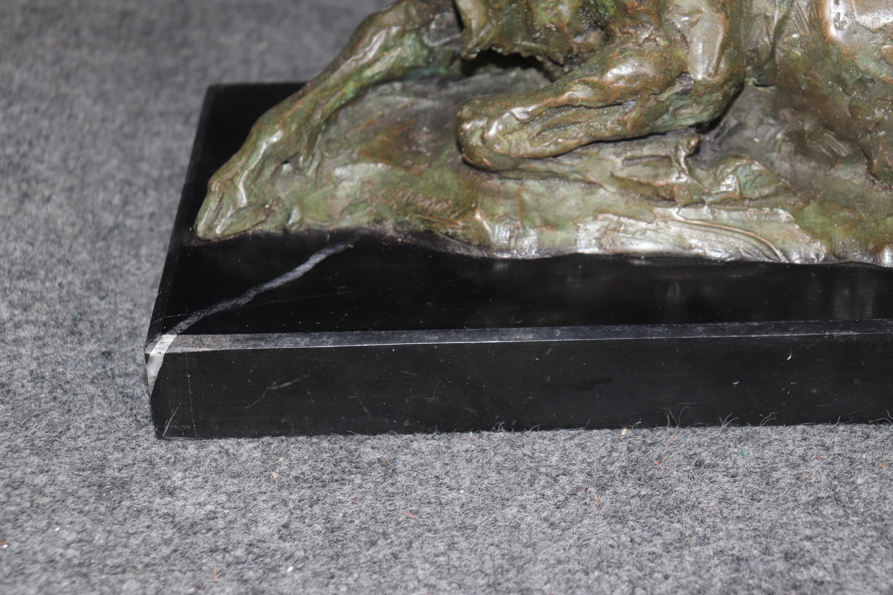 Contemporary Signed Bronze Statue of Deer with Antlers Manner of Francois Cartier