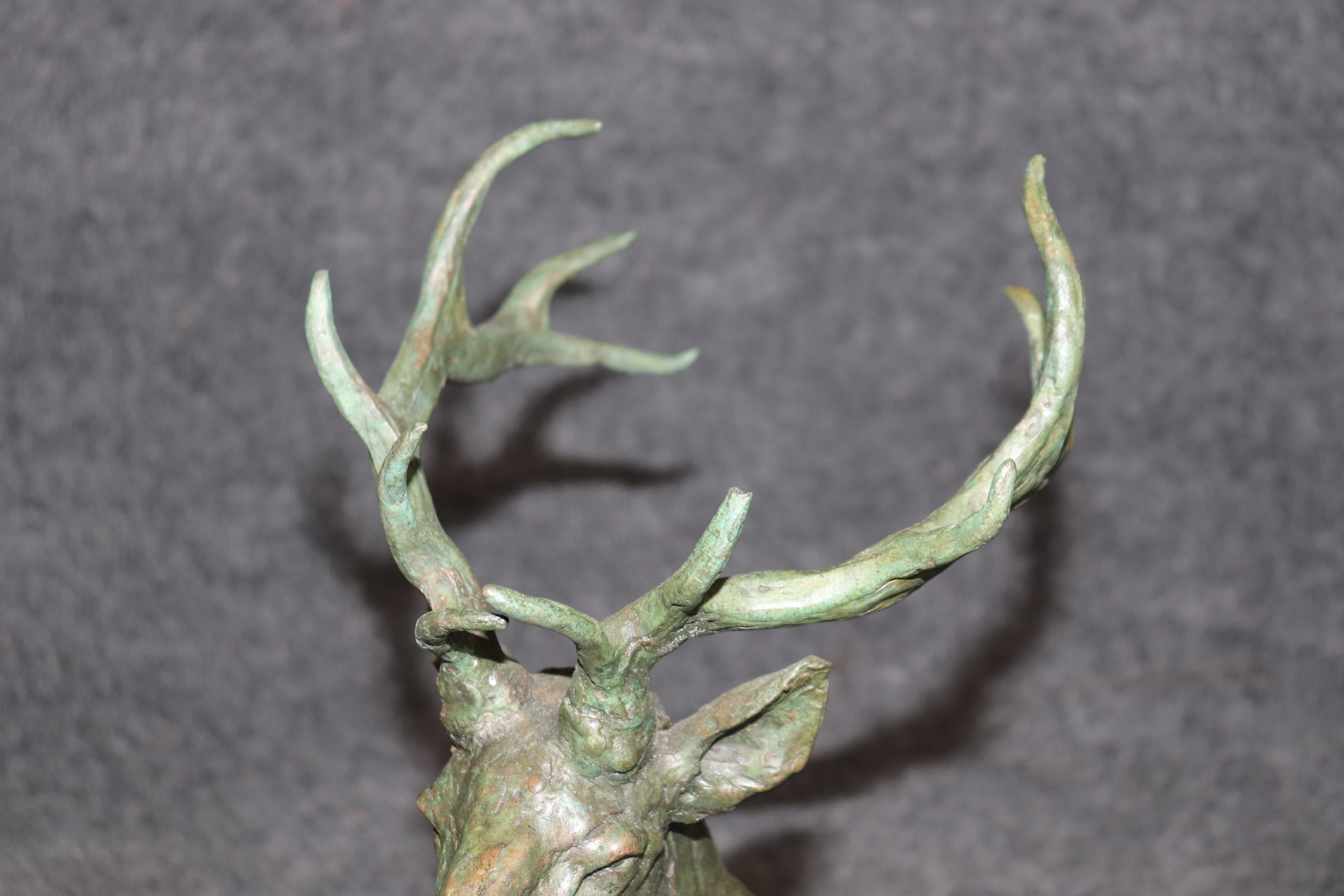 Signed Bronze Statue of Deer with Antlers Manner of Francois Cartier 2