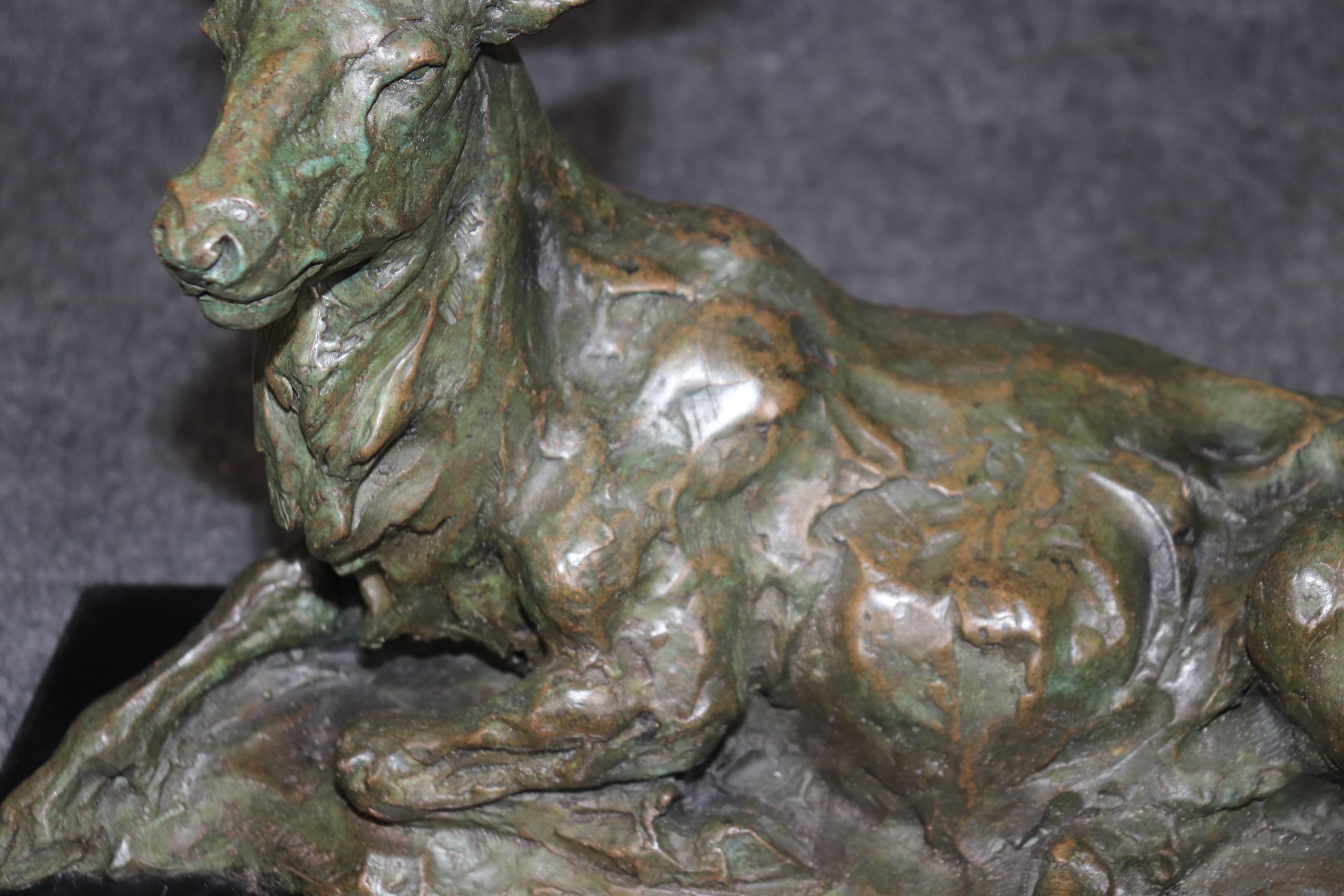 Signed Bronze Statue of Deer with Antlers Manner of Francois Cartier 3