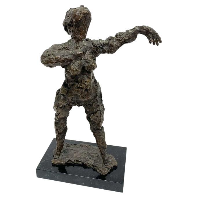 Signed Brutalist Bronze Sculpture Of A Dancer