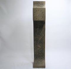 Signed Brutalist Standing Clock, 1970s