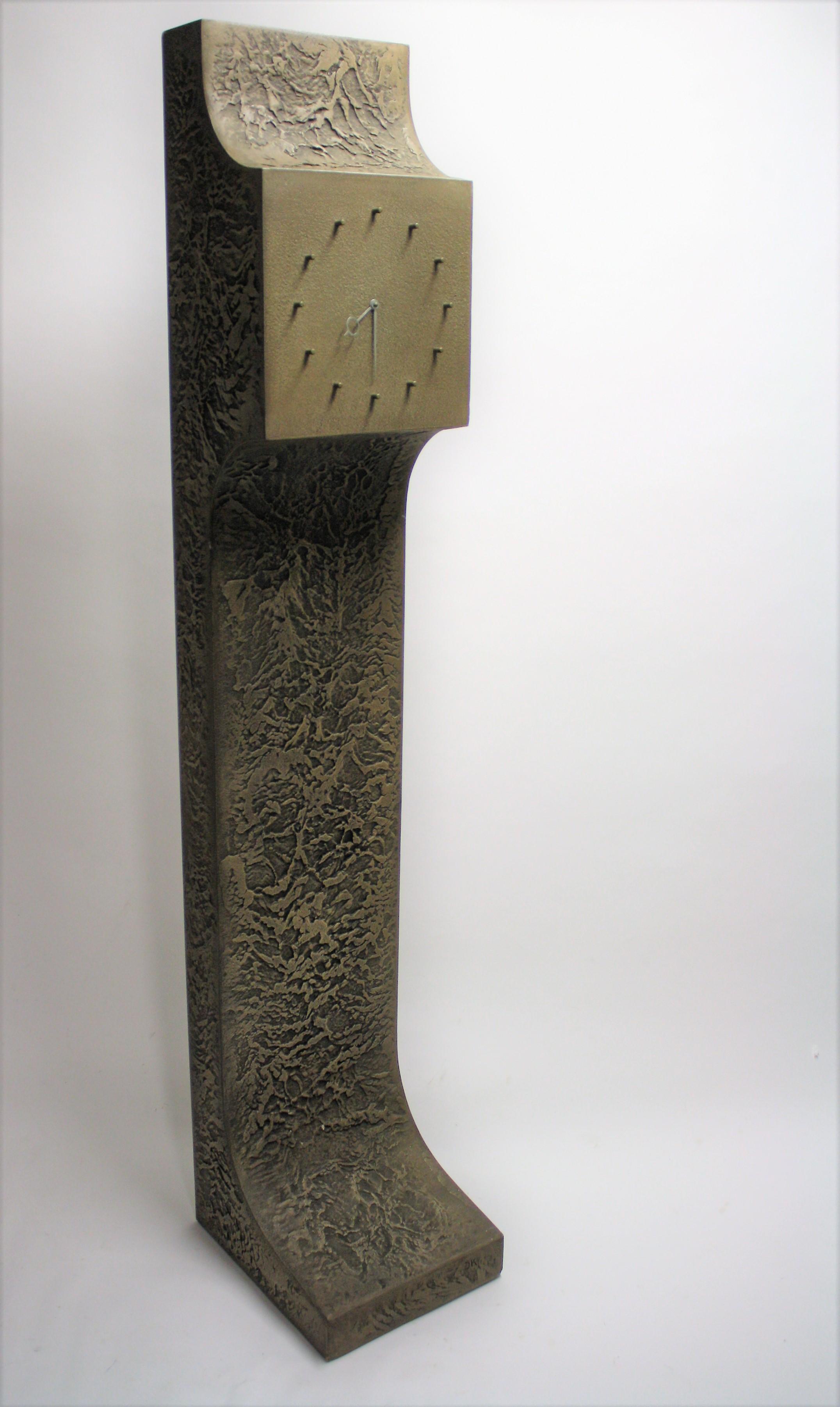 Signed Brutalist Standing Clock, 1970s (Belgisch)