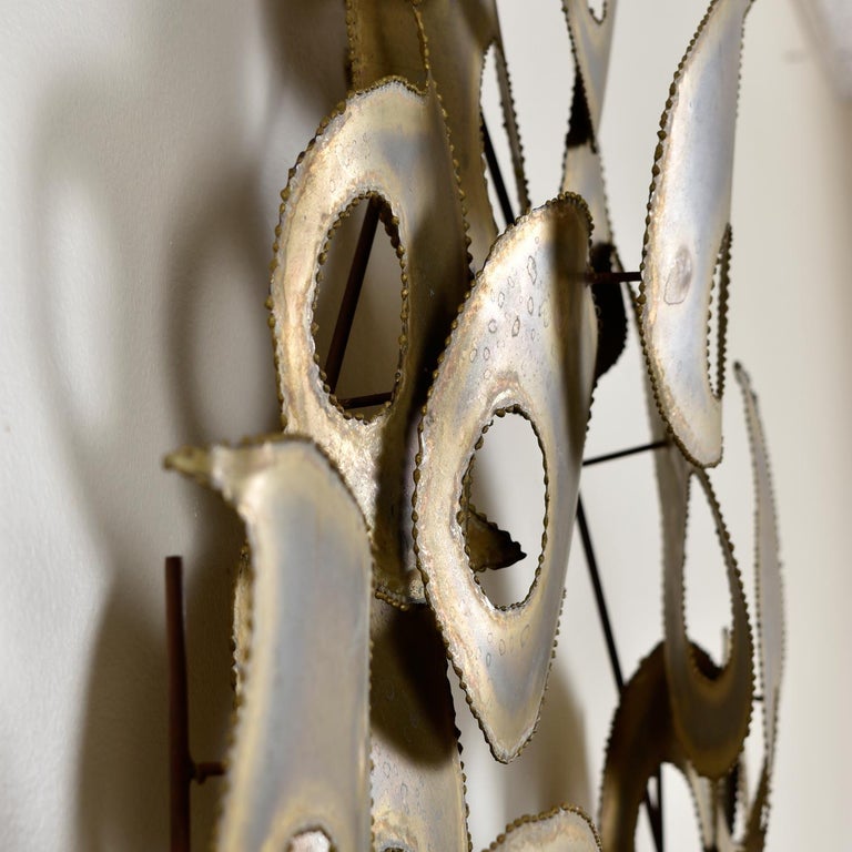 Signed Brutalist Torch Cut Metal Wall Sculpture For Sale at 1stDibs
