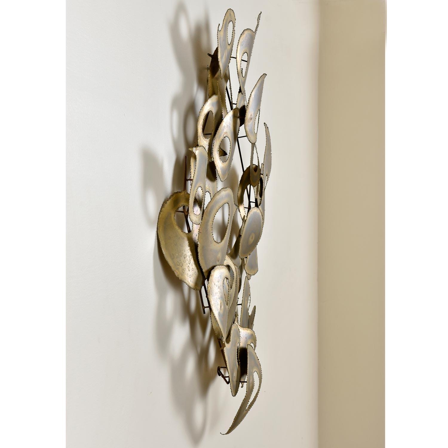Signed Brutalist Torch Cut Metal Wall Sculpture In Excellent Condition In Chattanooga, TN
