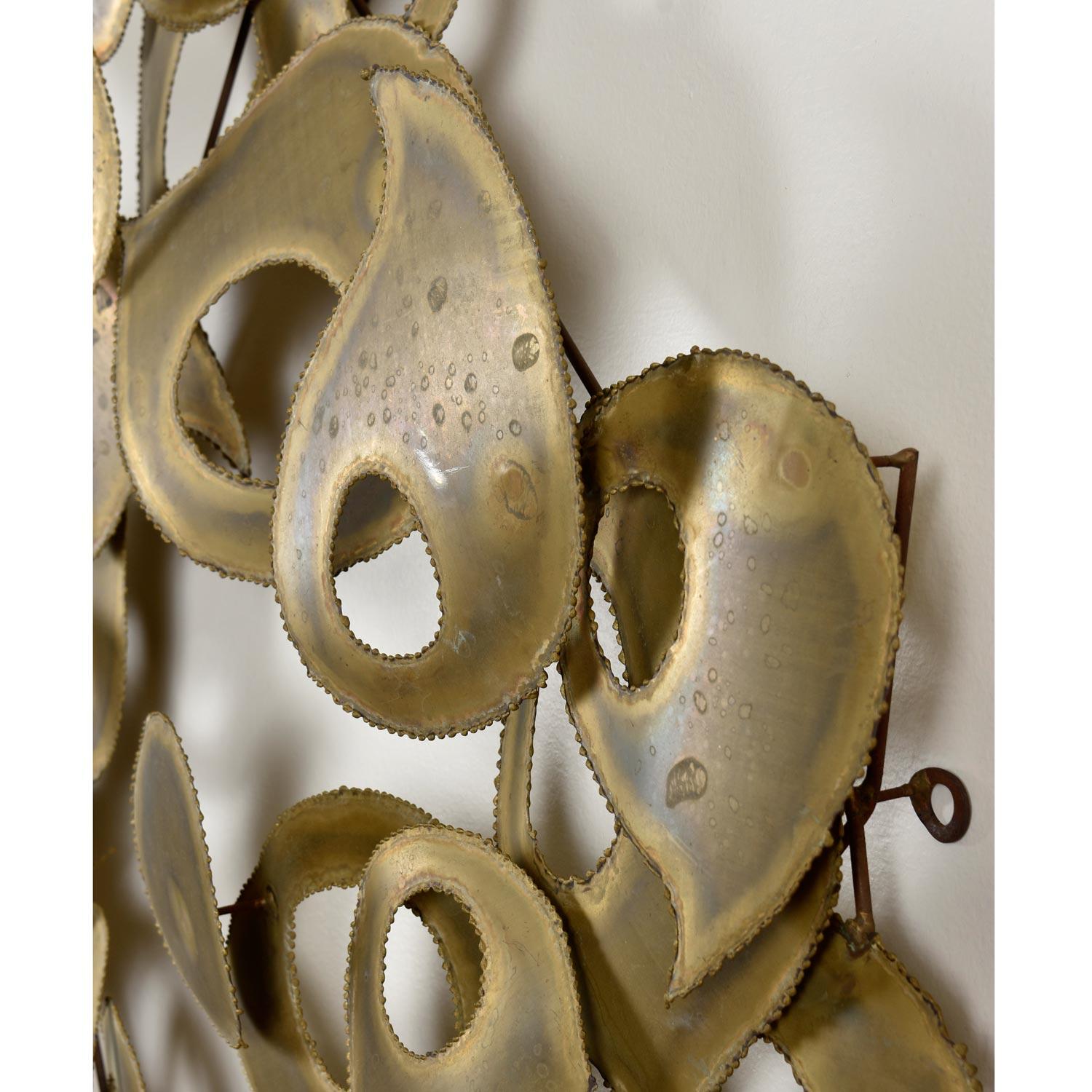 Signed Brutalist Torch Cut Metal Wall Sculpture 1