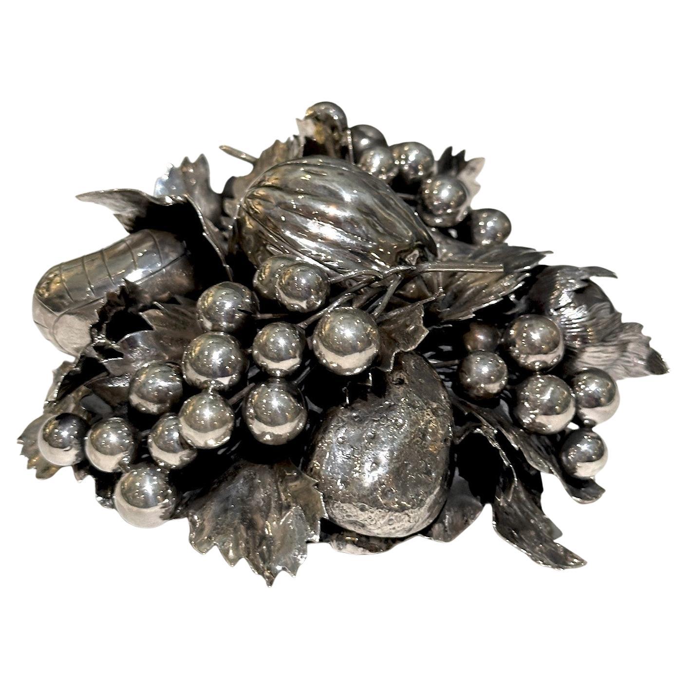 Ornement de table panier à fruits signé Buccellati, argent sterling 925