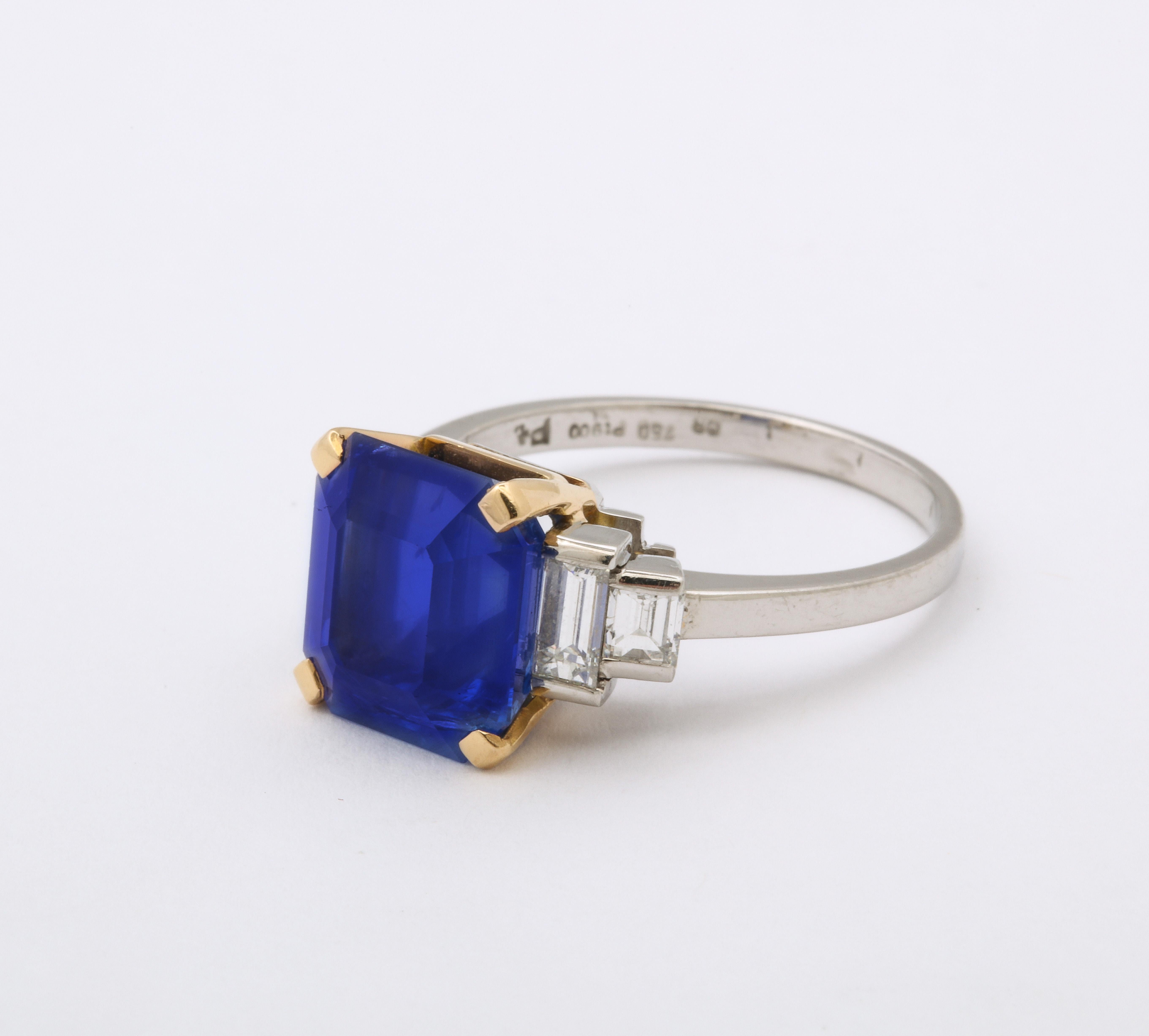 Bulgari Emerald-Cut Ceylon Sapphire and Diamond Ring For Sale 1
