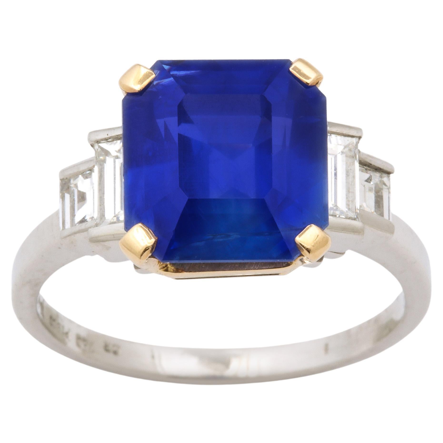 Bulgari Emerald-Cut Ceylon Sapphire and Diamond Ring For Sale