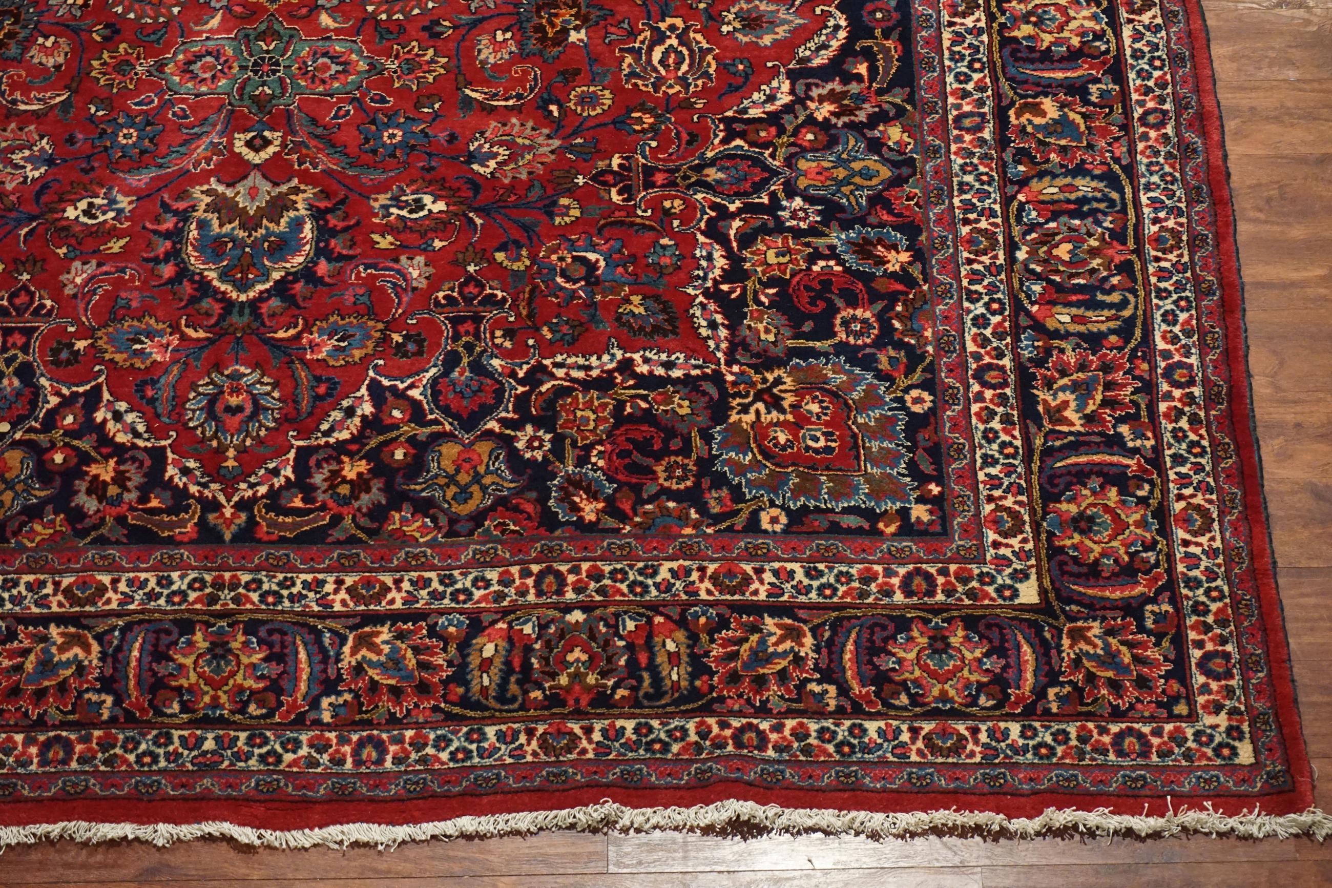 20th Century Signed Burgundy Persian Mashad For Sale
