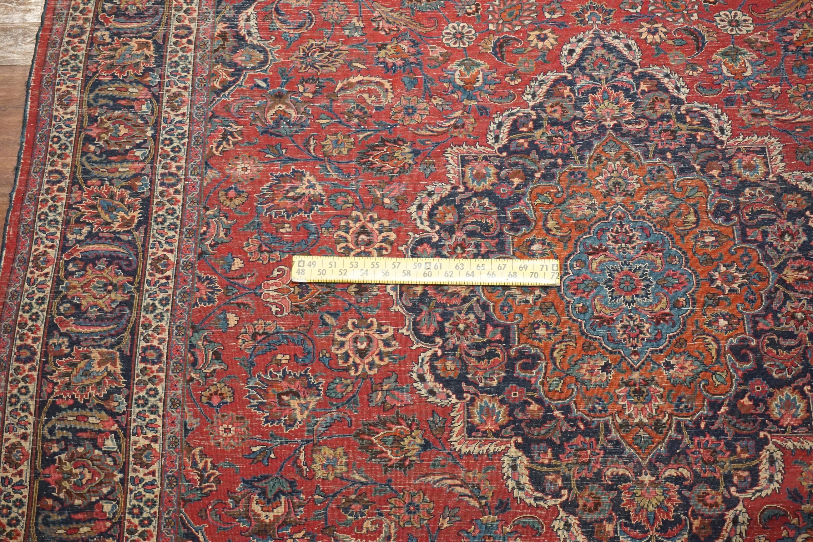 Wool Signed Burgundy Persian Mashad For Sale