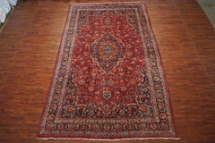 Signed Burgundy Persian Mashad Rug, circa 1900