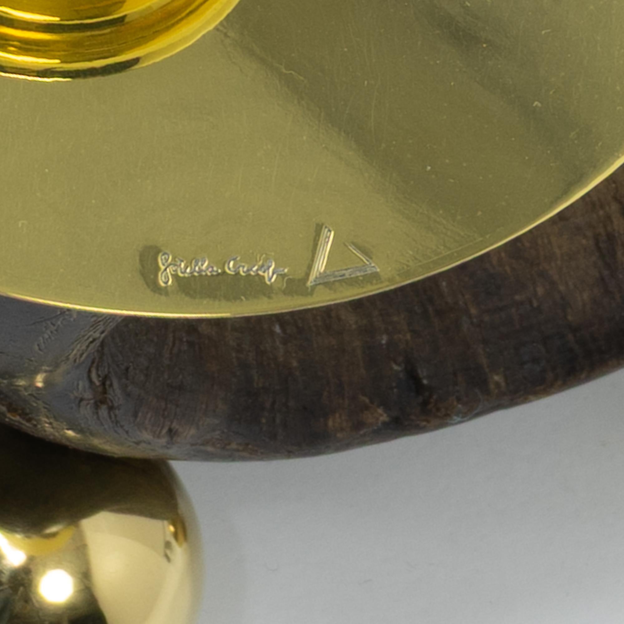 Signed by Gabriella Crespi, Brass Candle Holder, Italy ca. 1970s in vendita 3