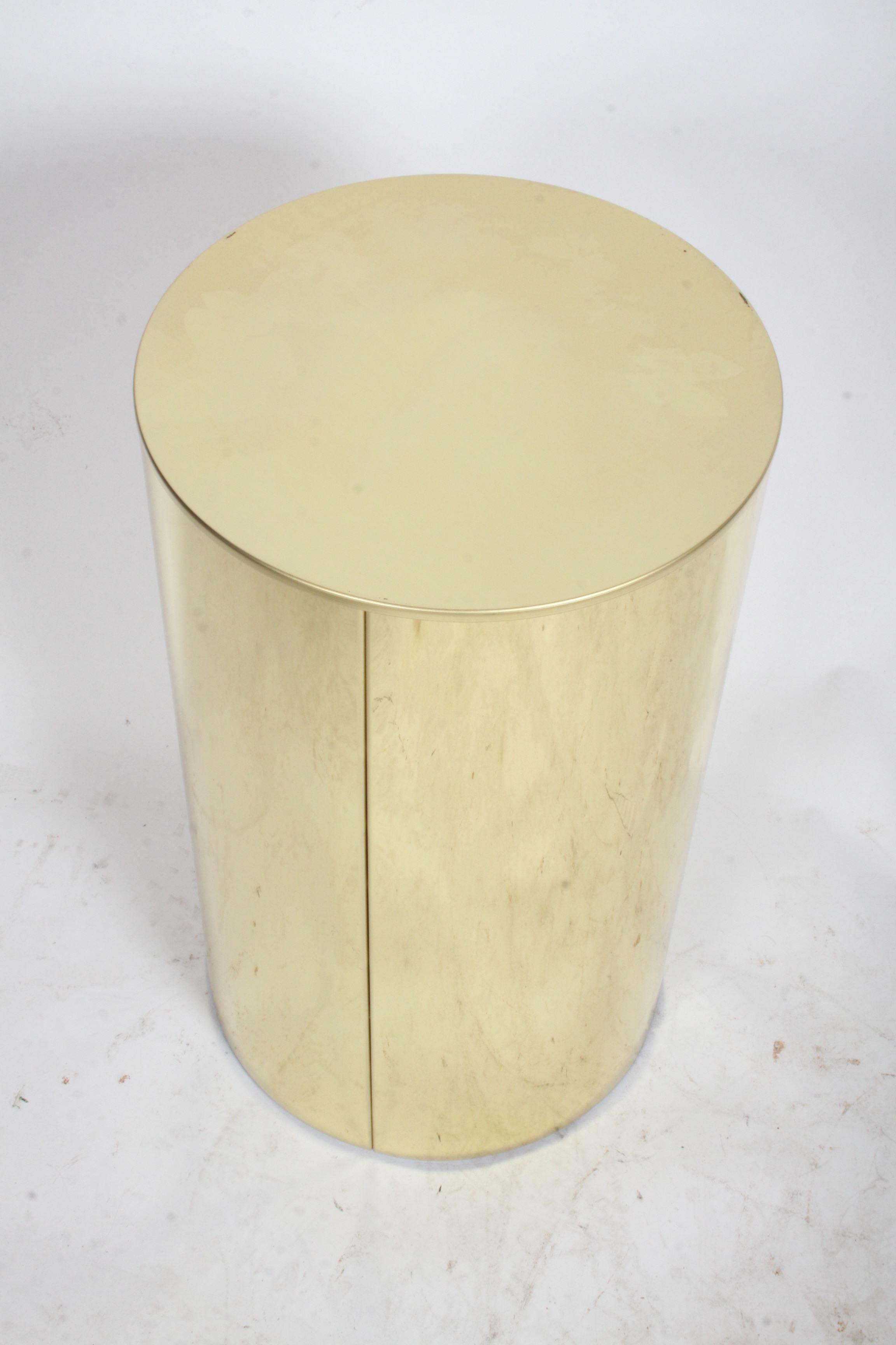 American Signed C. Jere Brass Drum End or Side Table