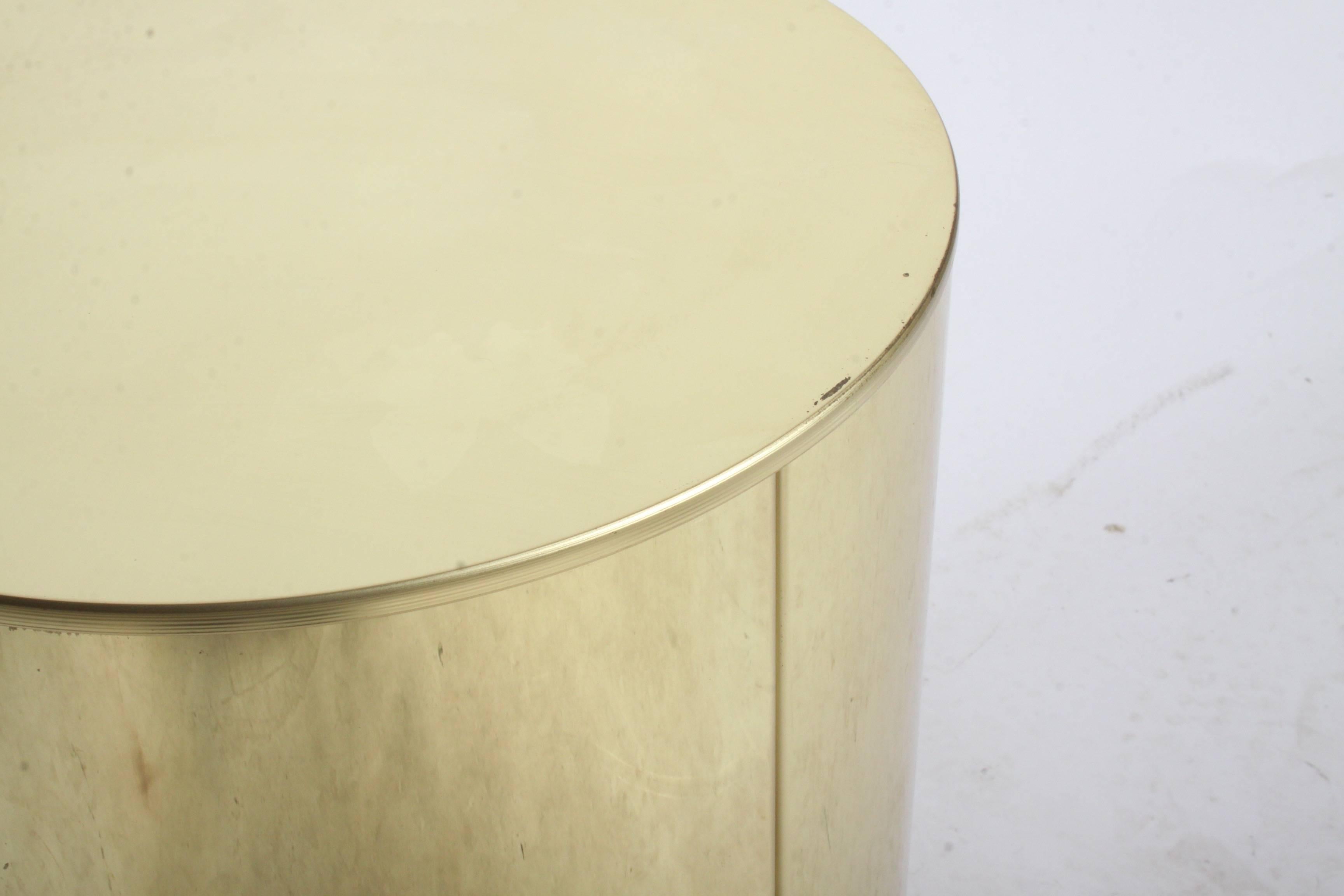 Signed C. Jere Brass Drum End or Side Table In Good Condition In St. Louis, MO