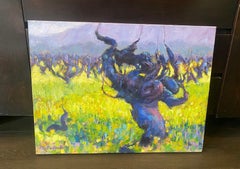 Signed California Coastal Vineyard Landscape Van Gogh Esque Oil Canvas Painting