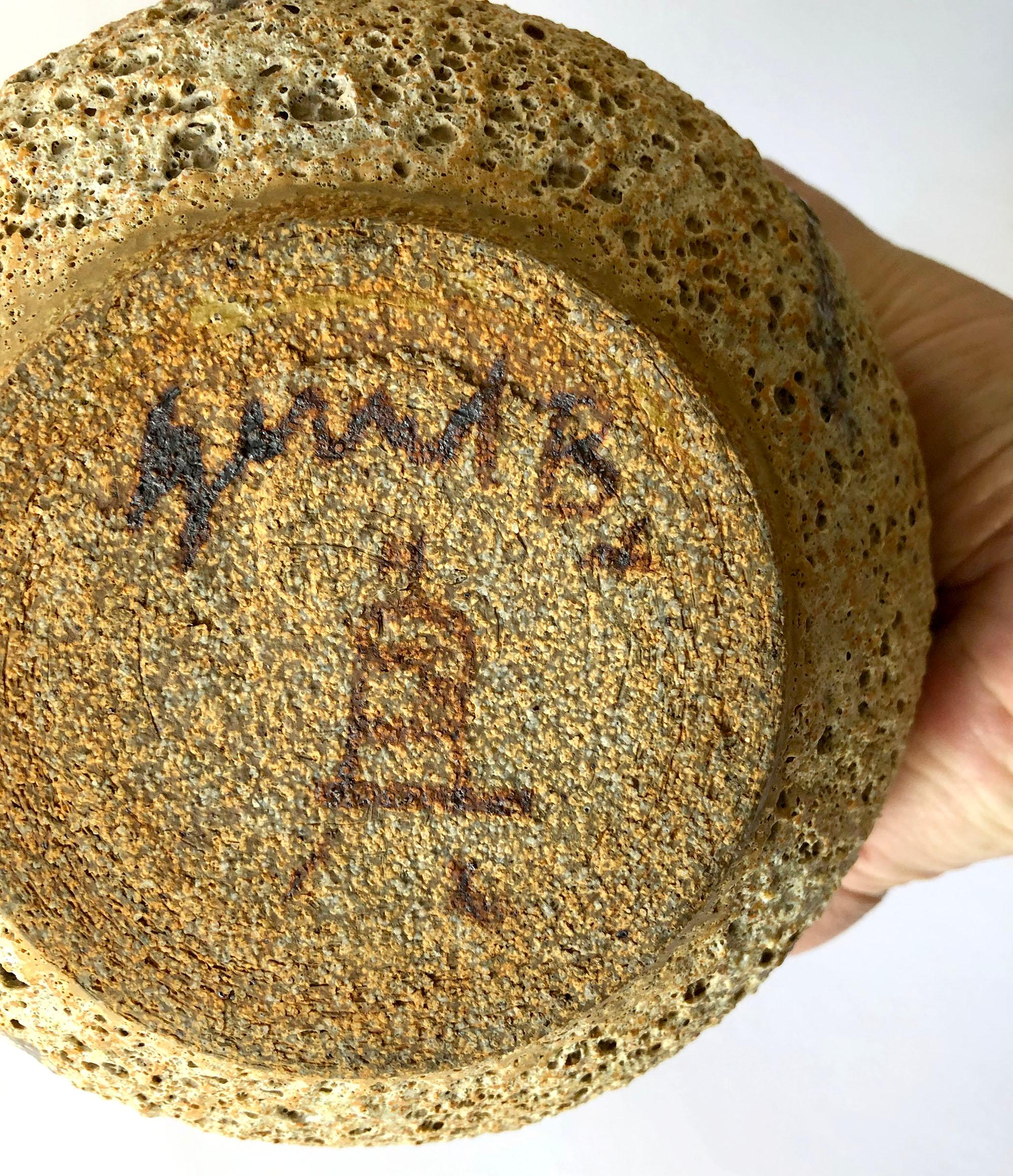 Vase aus glasiertem Steingut von California Studio Foamy, signiert 2