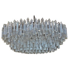 Signed Camer Glass Prism Mid-Century Chandelier, 1960s