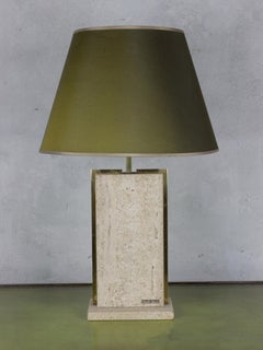 Lampe en travertin et laiton signée Camille Breesch 1970