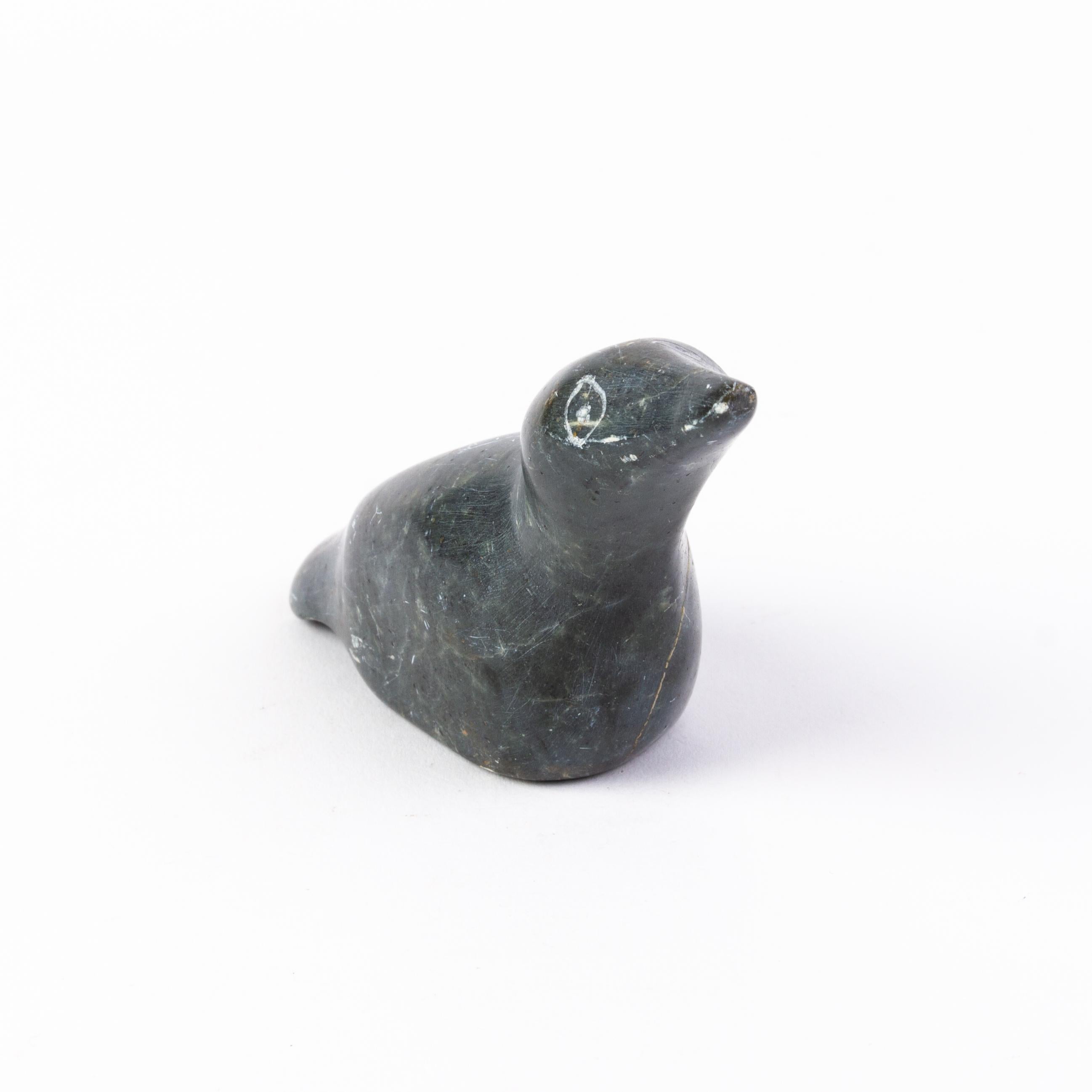 20th Century Signed Canadian Inuit Seal Hardstone Sculpture Carving For Sale