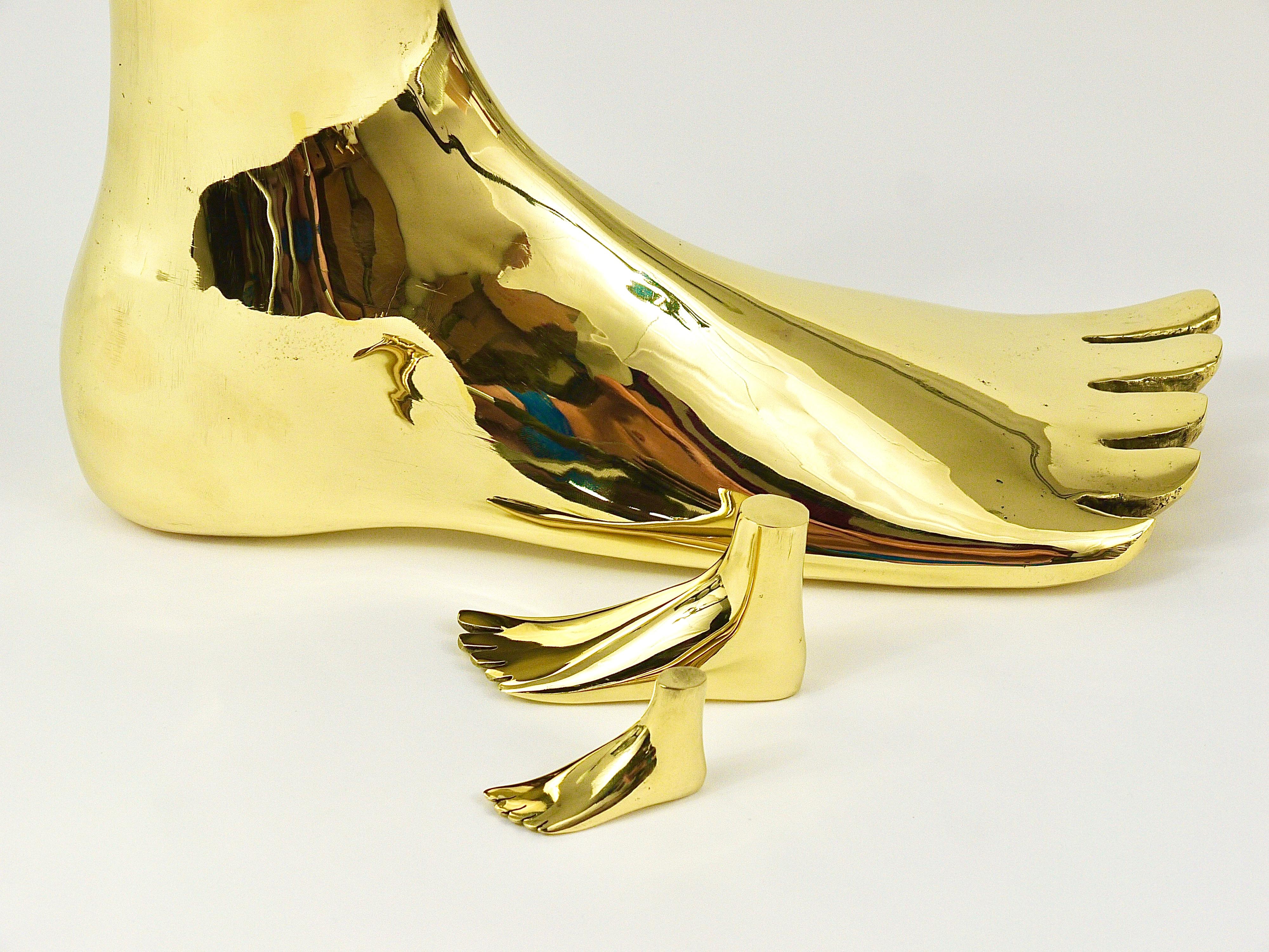 Signed Carl Auböck Midcentury Brass Foot Paperweight Handmade Sculpture For Sale 3