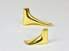 Signed Carl Auböck Midcentury Brass Foot Paperweight Handmade Sculpture