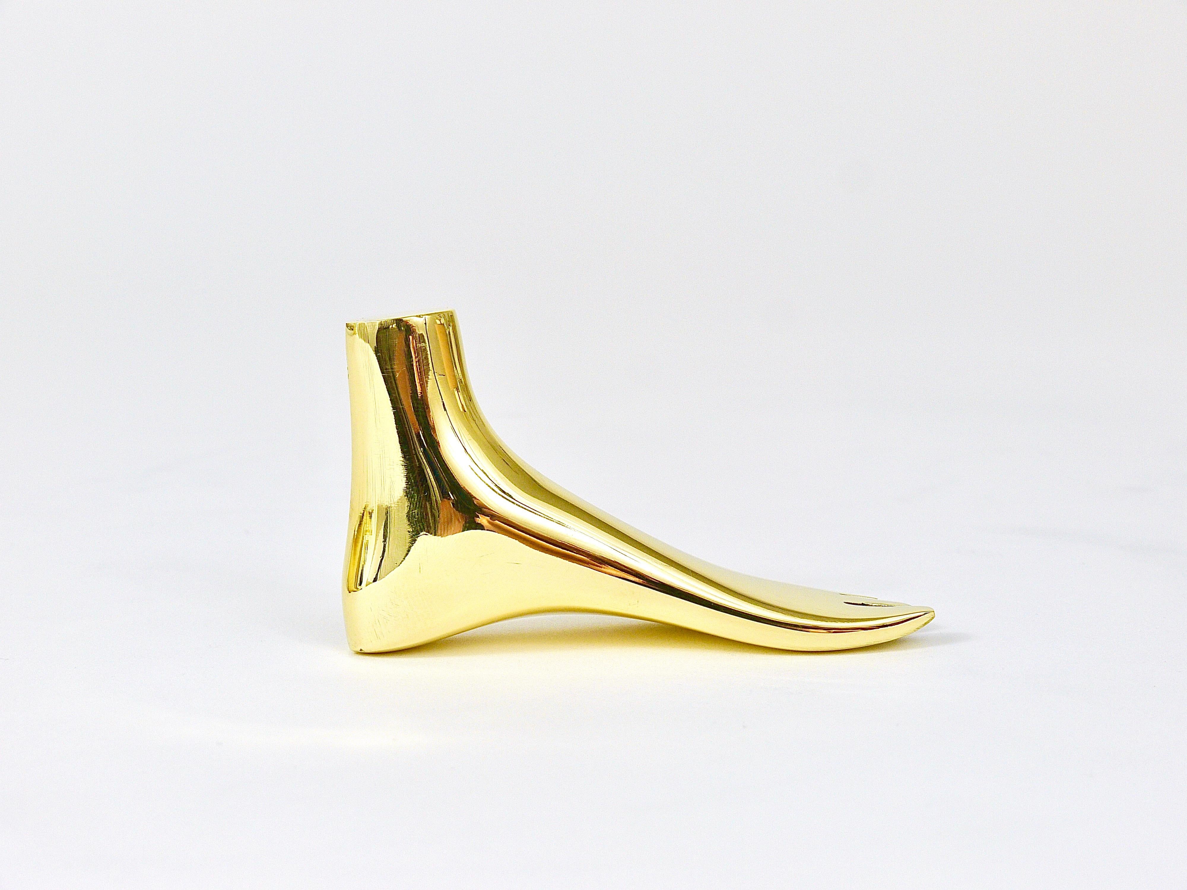 Mid-Century Modern Signed Carl Auböck Midcentury Brass Foot Paperweight Handmade Sculpture For Sale